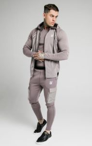 SikSilk Adapt Crushed Nylon Zip Through Hoodie - Grey sold by Siksilk