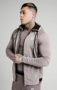 SikSilk Adapt Crushed Nylon Zip Through Hoodie - Grey sold by Siksilk