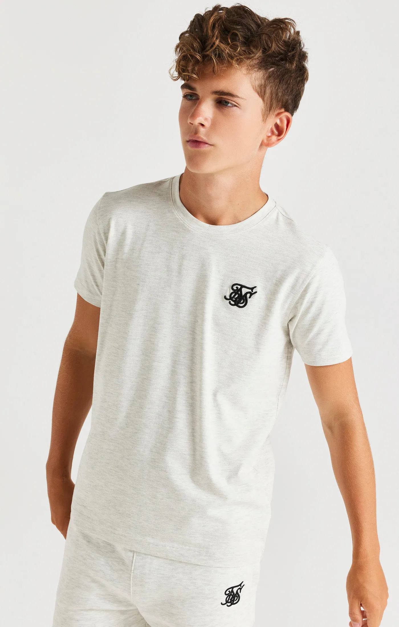 SikSilk Short Sleeve Tee - Snow Marl sold by Siksilk