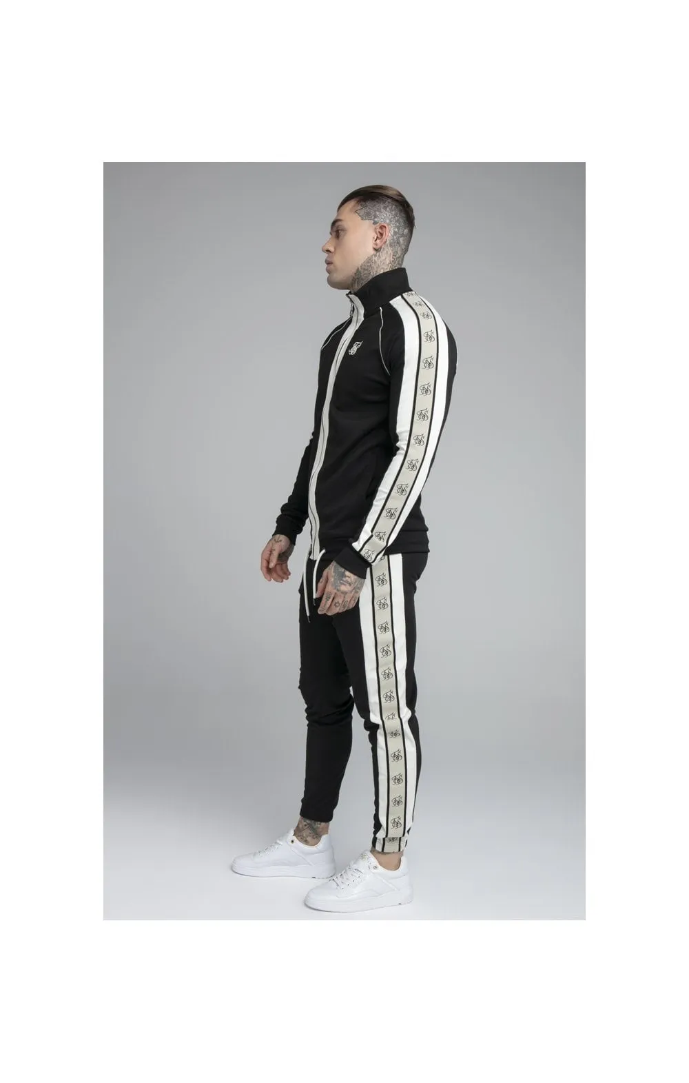 SikSilk Premium Tape Track Pant - Jet Black & Off White sold by Siksilk product image thumbnail 5