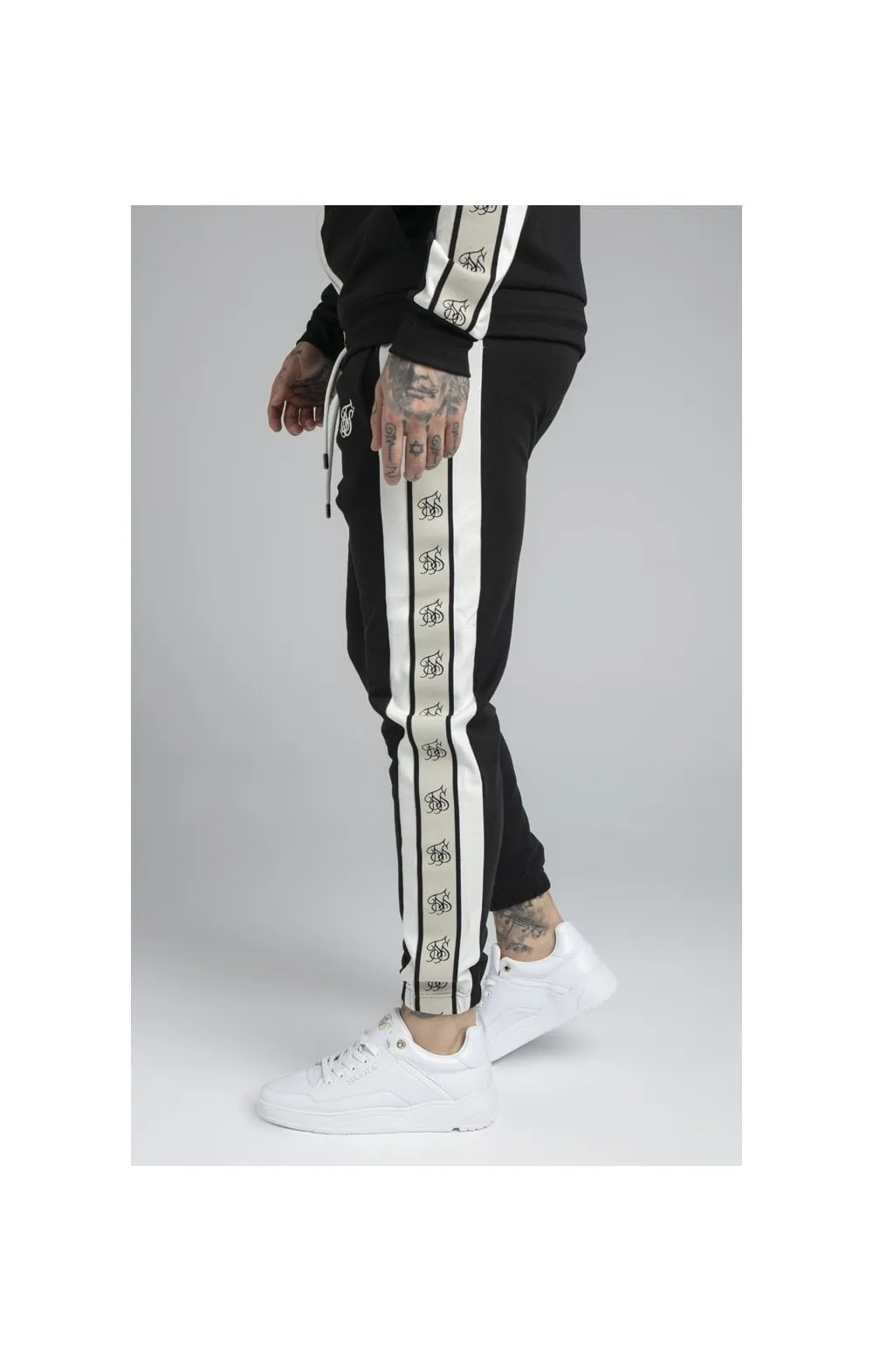 SikSilk Premium Tape Track Pant - Jet Black & Off White sold by Siksilk product image thumbnail 2
