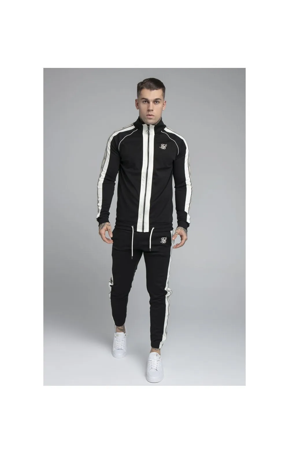 SikSilk Premium Tape Track Pant - Jet Black & Off White sold by Siksilk product image thumbnail 4