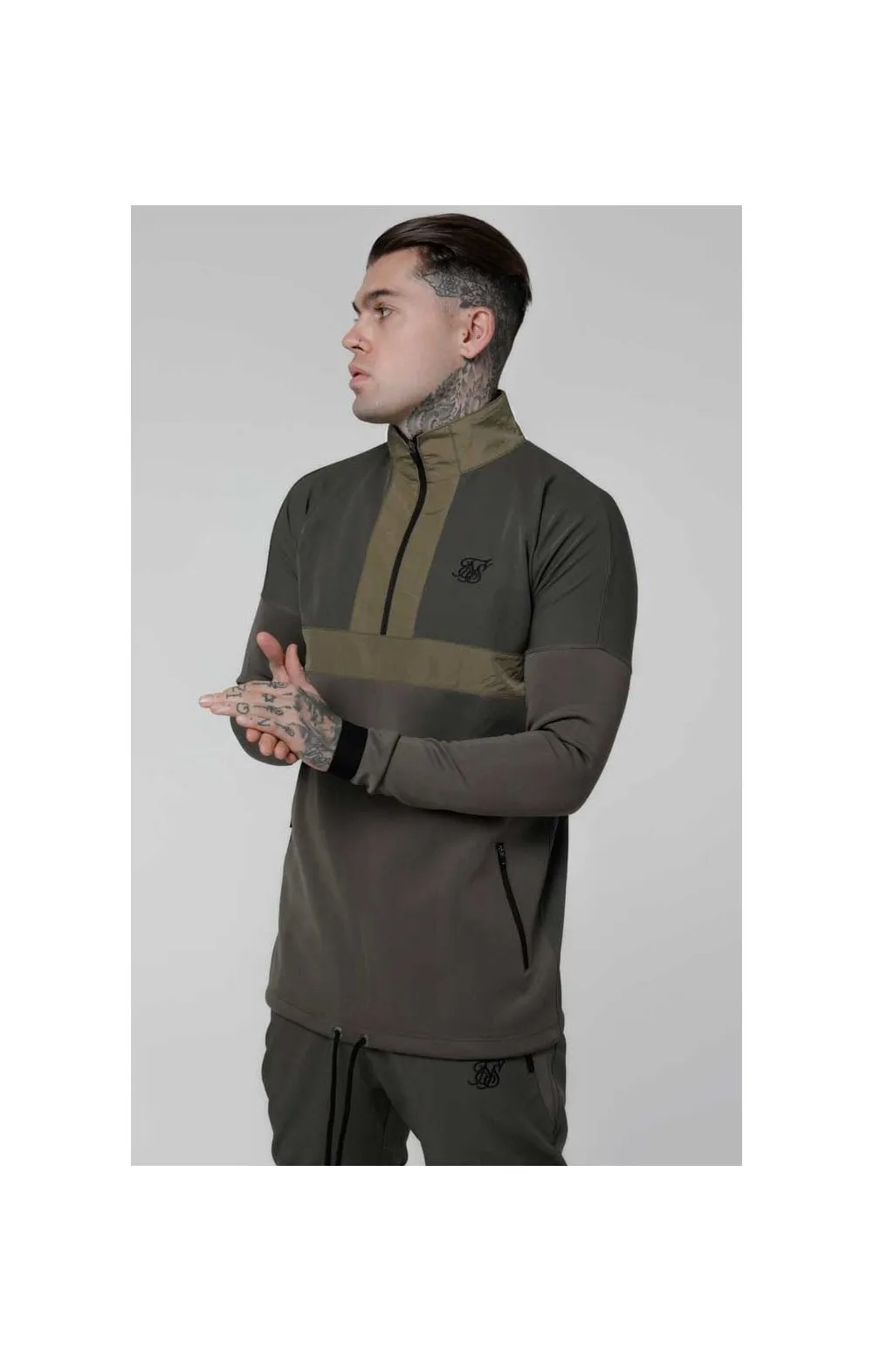 SikSilk Evolution Half Zip Track Top - Khaki sold by Siksilk