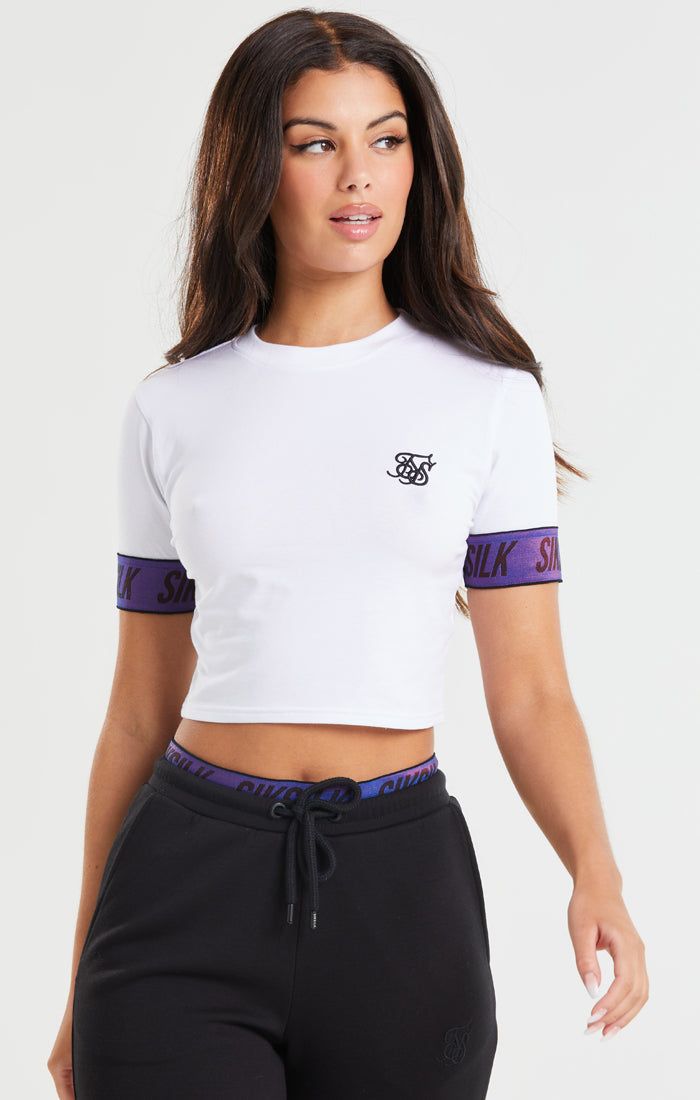 SikSilk Iridescent Crop Tee - White sold by Siksilk