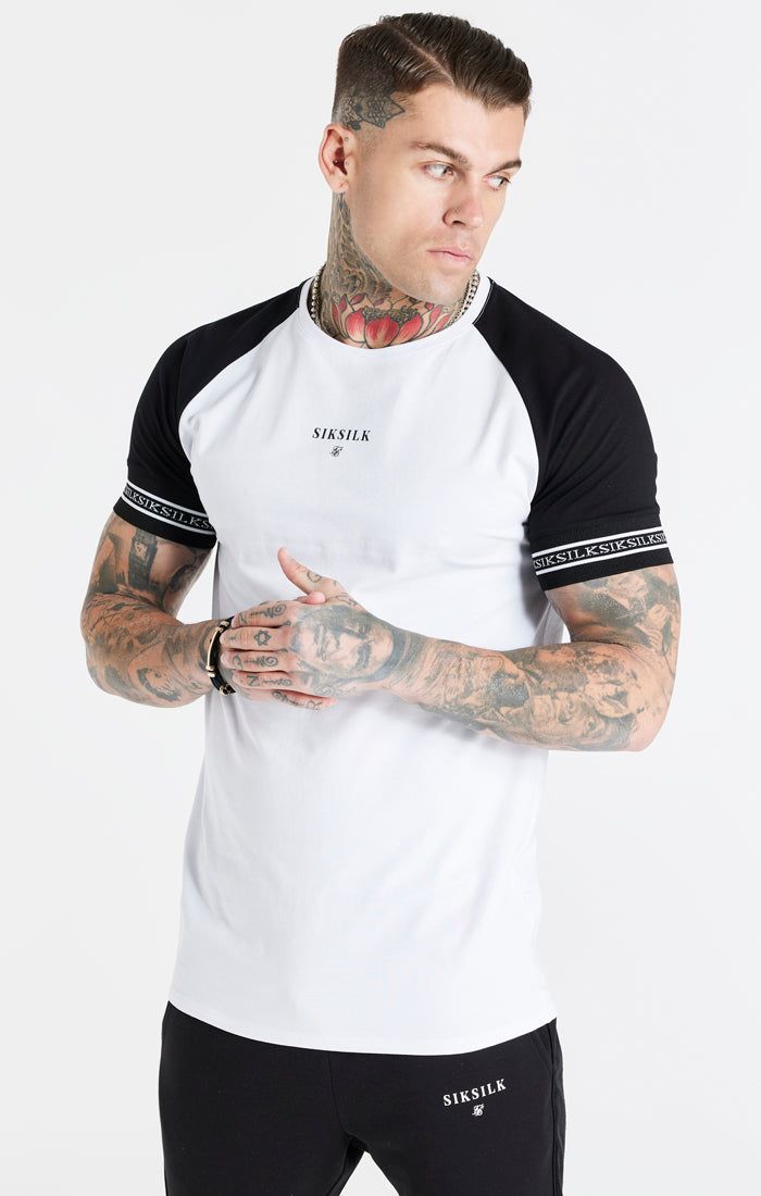 Black Raglan Muscle Fit T-Shirt sold by Siksilk