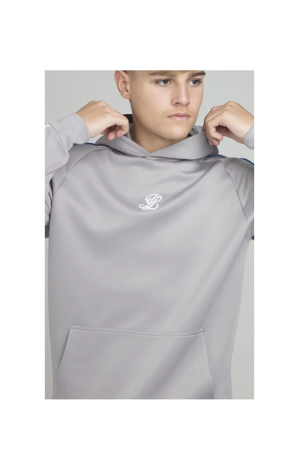 Illusive London Poly Piped Overhead Hoodie - Light Grey sold by Siksilk