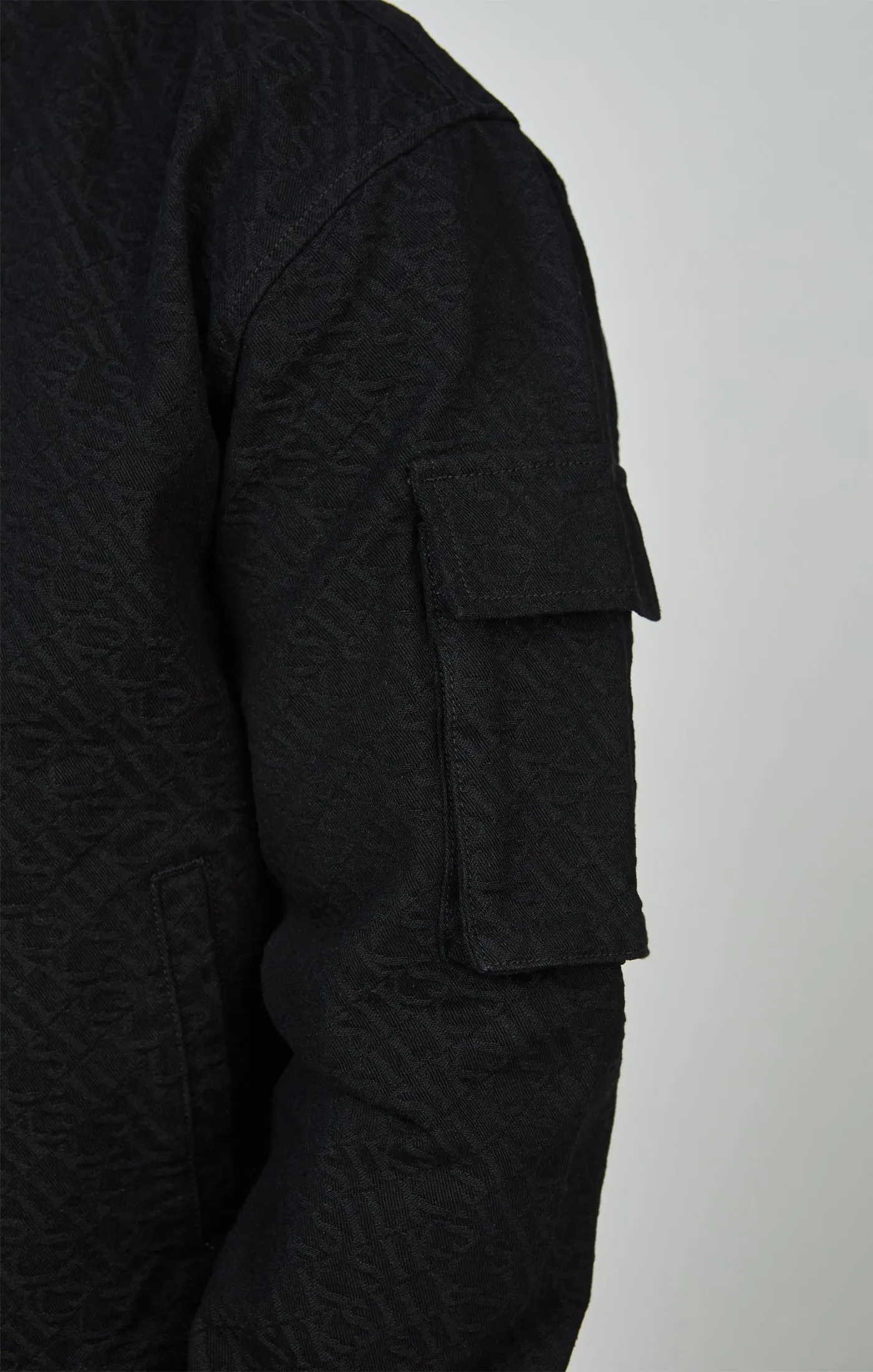 Black Repeat Logo Denim Bomber Jacket sold by Siksilk product image thumbnail 2