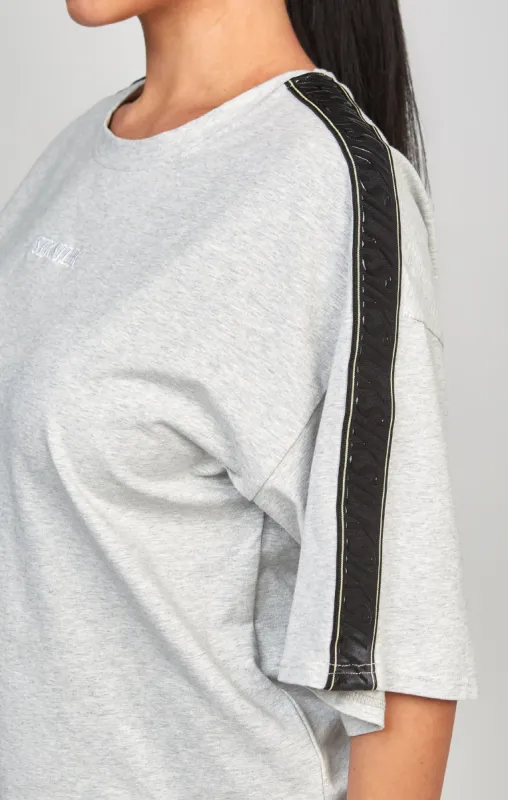 Grey Taped Crop T-Shirt sold by Siksilk