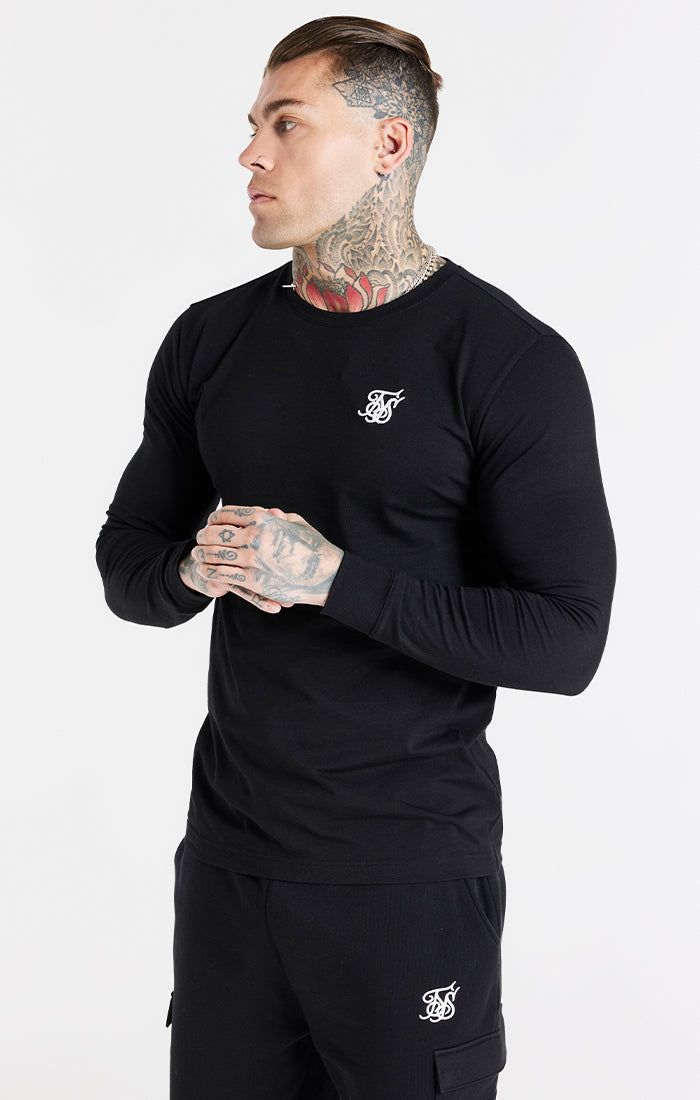 Black Essential Long Sleeve Muscle Fit T-Shirt sold by Siksilk