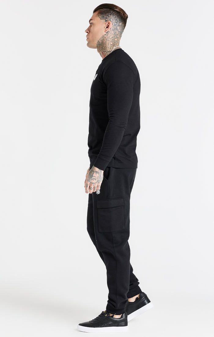 Black Essential Long Sleeve Muscle Fit T-Shirt sold by Siksilk product image thumbnail 4