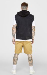 Black Hooded Gilet sold by Siksilk