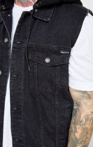 Black Hooded Gilet sold by Siksilk