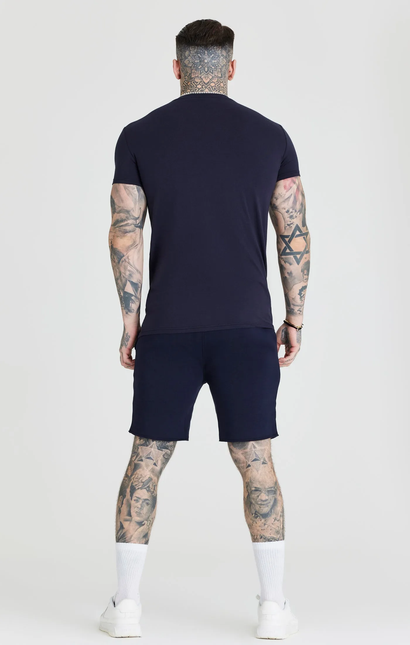 Navy Varsity Muscle Fit T-Shirt sold by Siksilk product image thumbnail 4