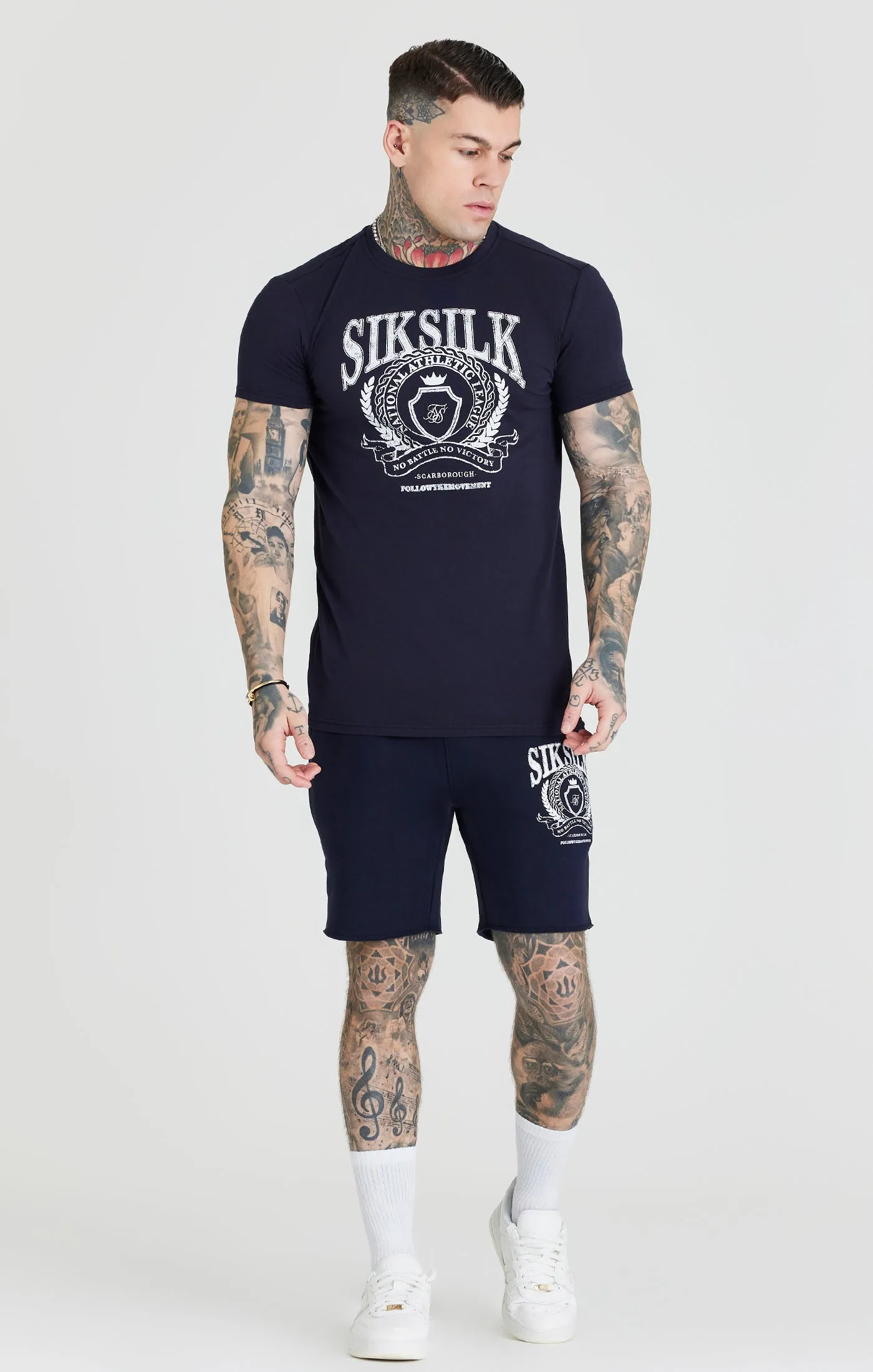 Navy Varsity Muscle Fit T-Shirt sold by Siksilk product image thumbnail 2