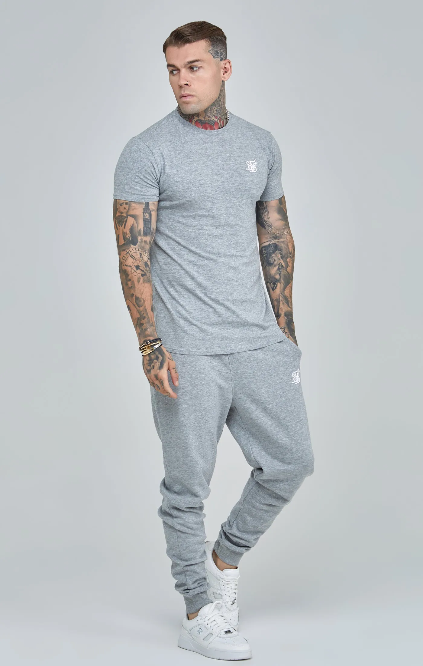 Grey Marl Essential Cuffed Joggers sold by Siksilk product image thumbnail 2