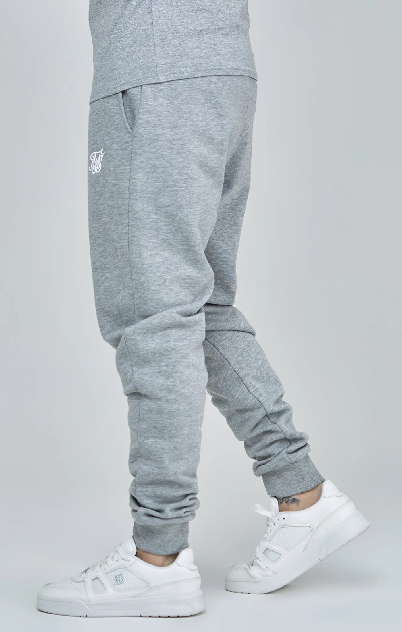 Grey Marl Essential Cuffed Joggers sold by Siksilk product image thumbnail 3