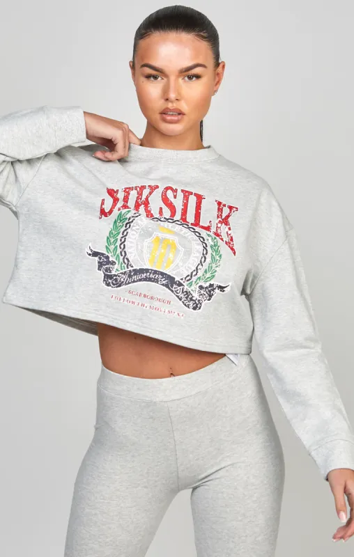 Grey Marl Varsity Crop Sweatshirt sold by Siksilk