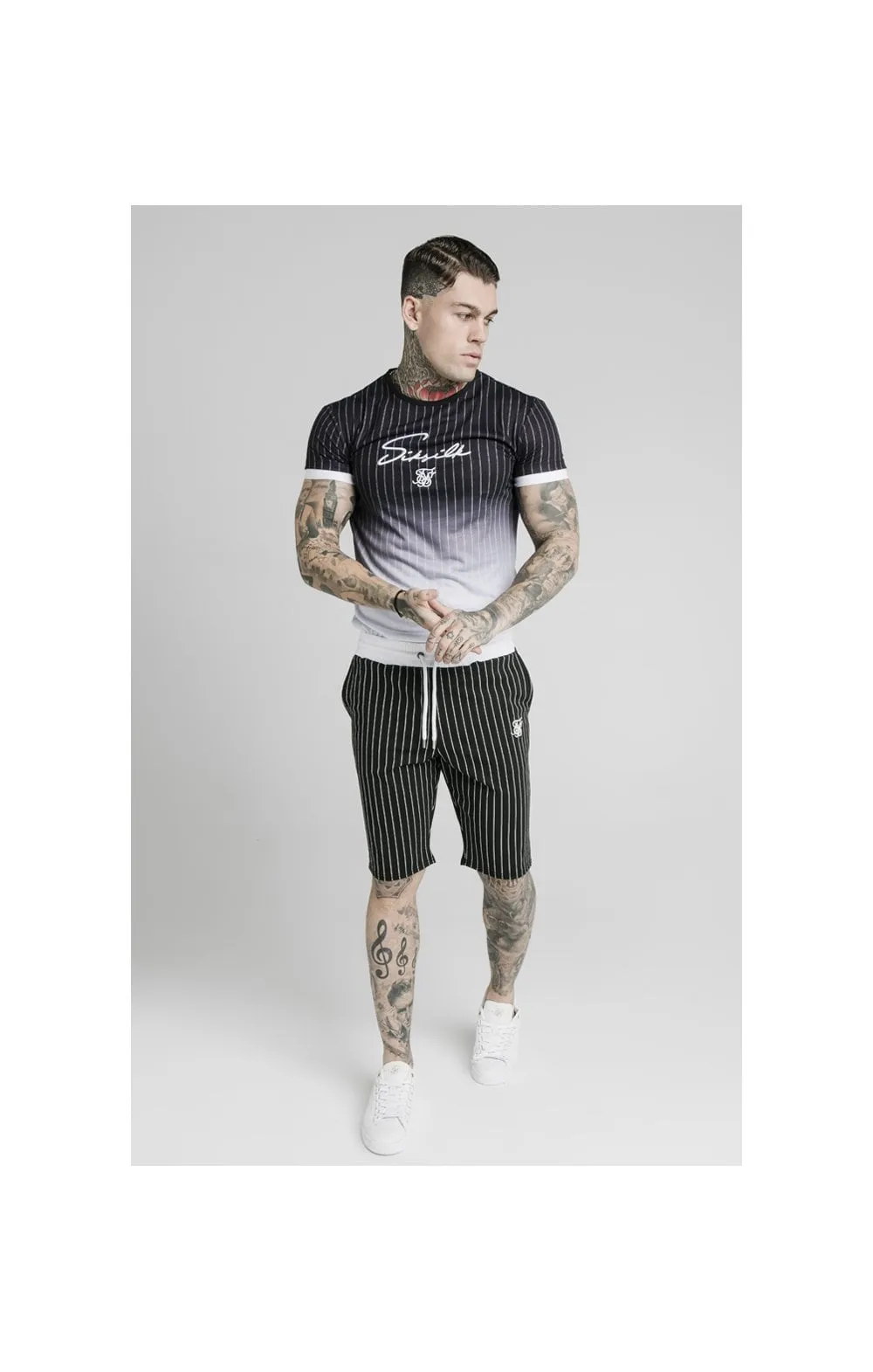 SikSilk Signature Gym Tee - Black & White sold by Siksilk product image thumbnail 4