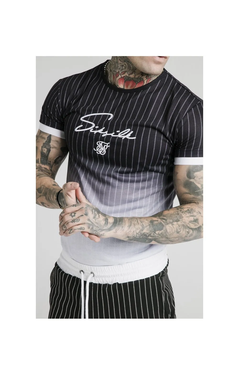 SikSilk Signature Gym Tee - Black & White sold by Siksilk product image thumbnail 2