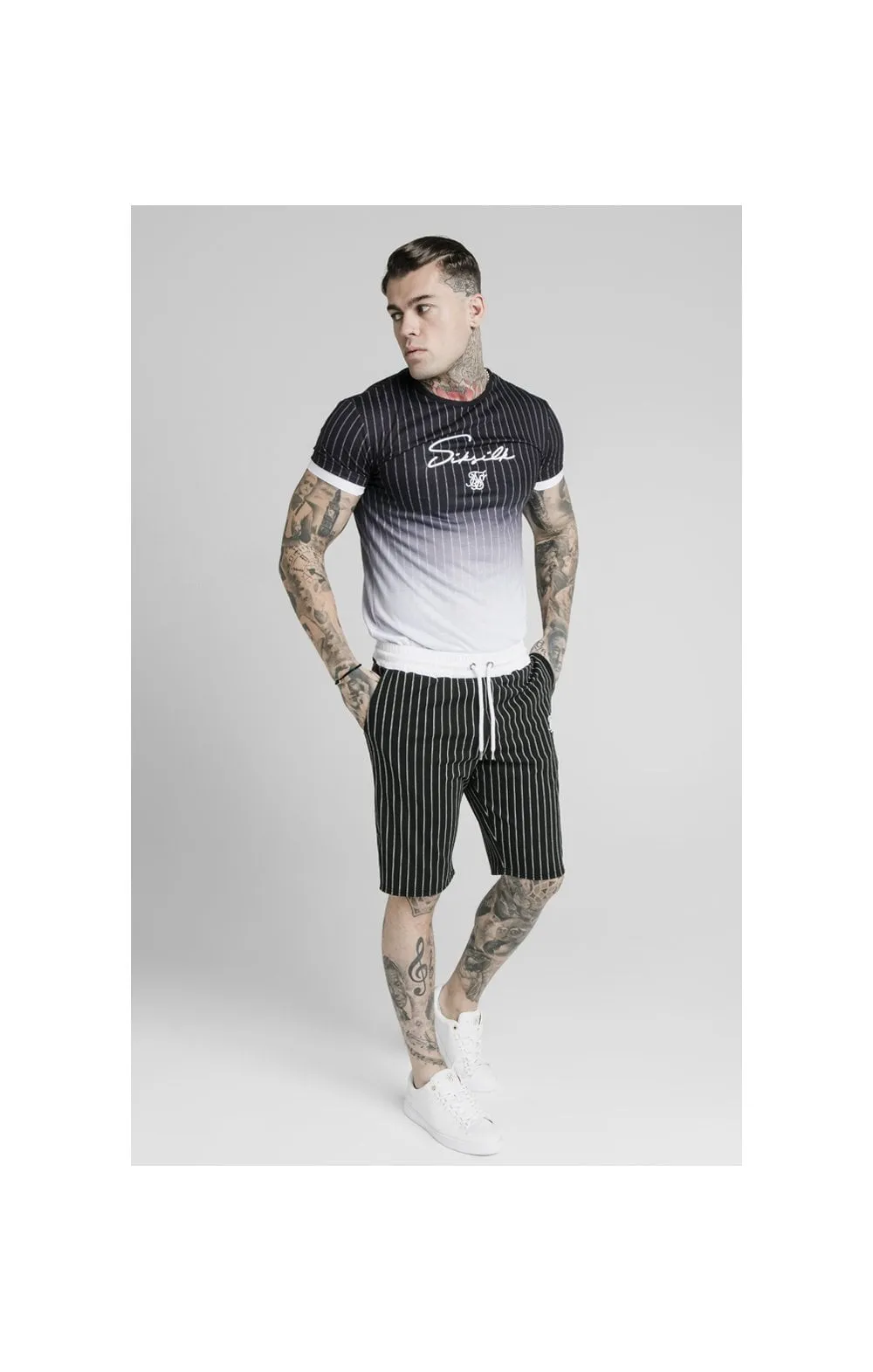 SikSilk Signature Gym Tee - Black & White sold by Siksilk product image thumbnail 3