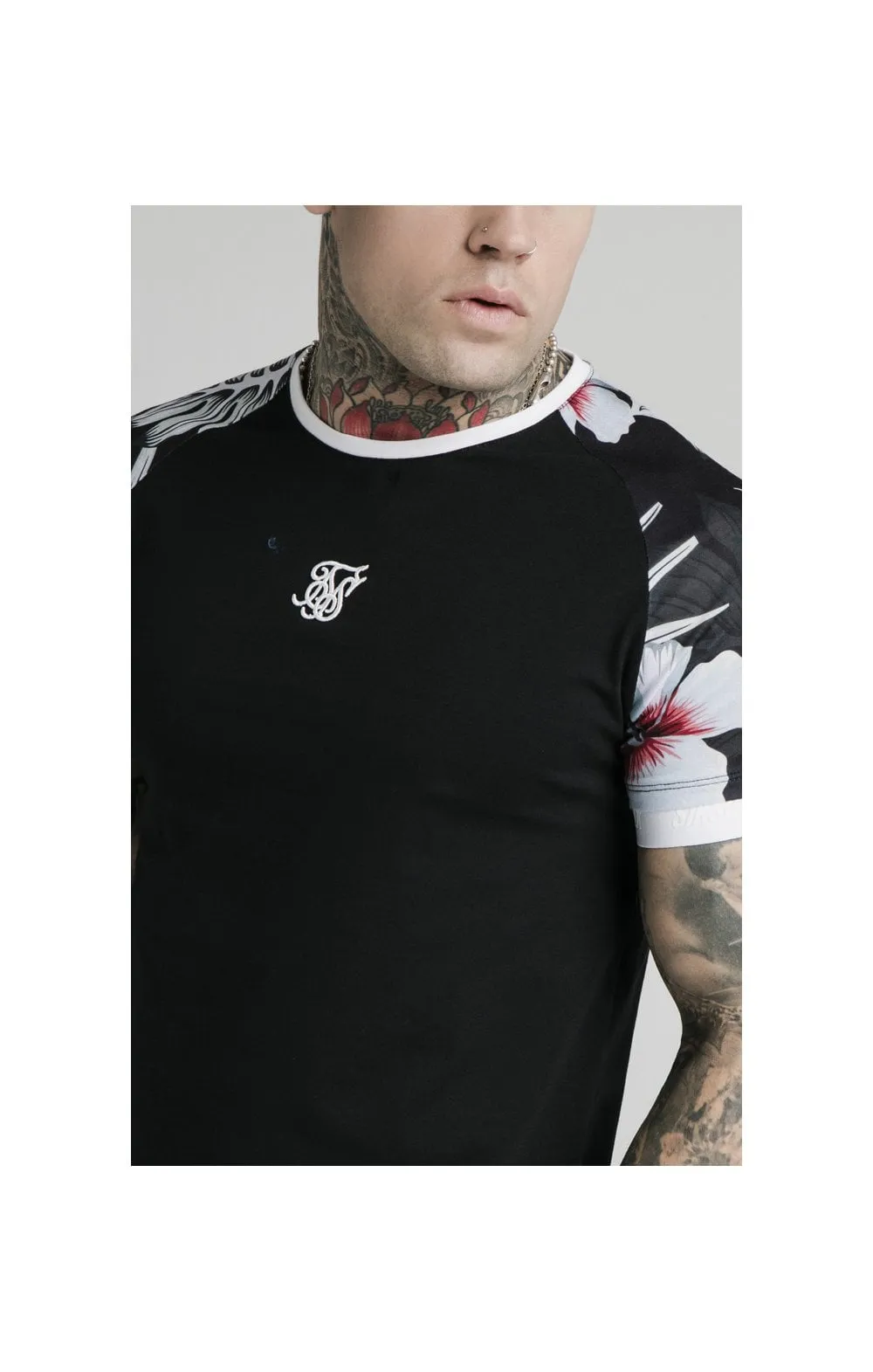 SikSilk S/S Floral Raglan Tech Tee - Black sold by Siksilk product image thumbnail 2