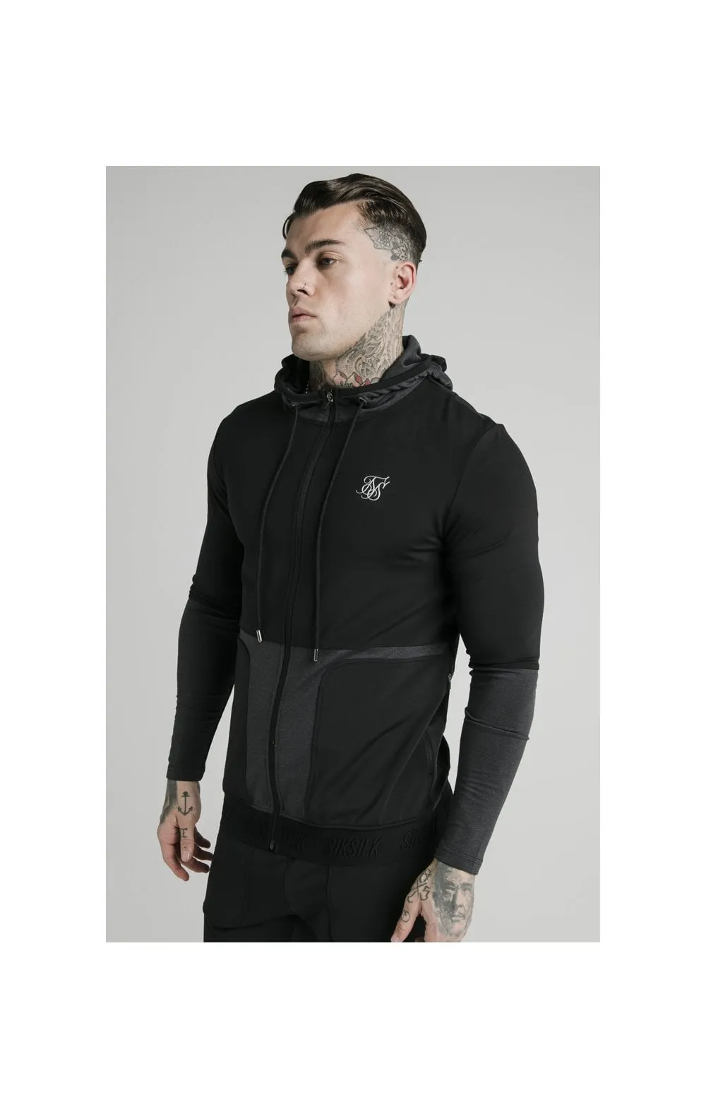 SikSilk Advanced Tech Zip Through Hoodie - Black sold by Siksilk