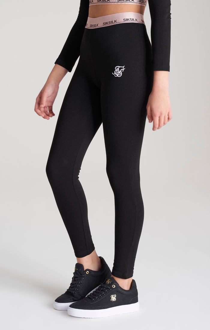Girls Black Taped Legging sold by Siksilk