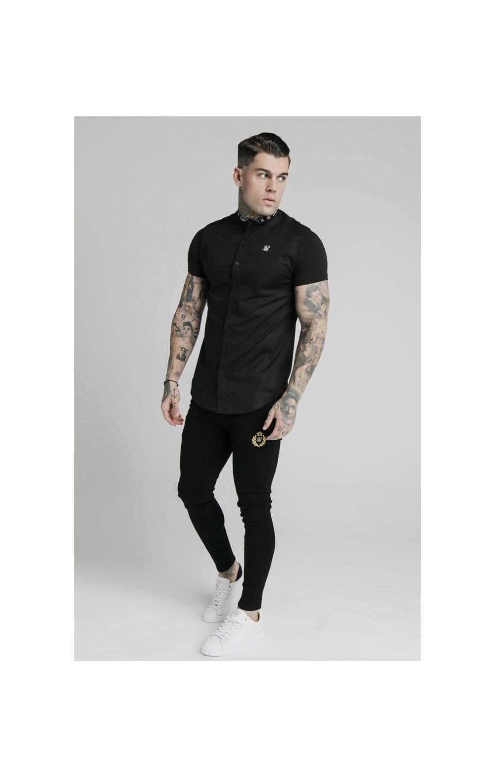SikSilk S/S Tape Collar Shirt - Black sold by Siksilk product image thumbnail 3