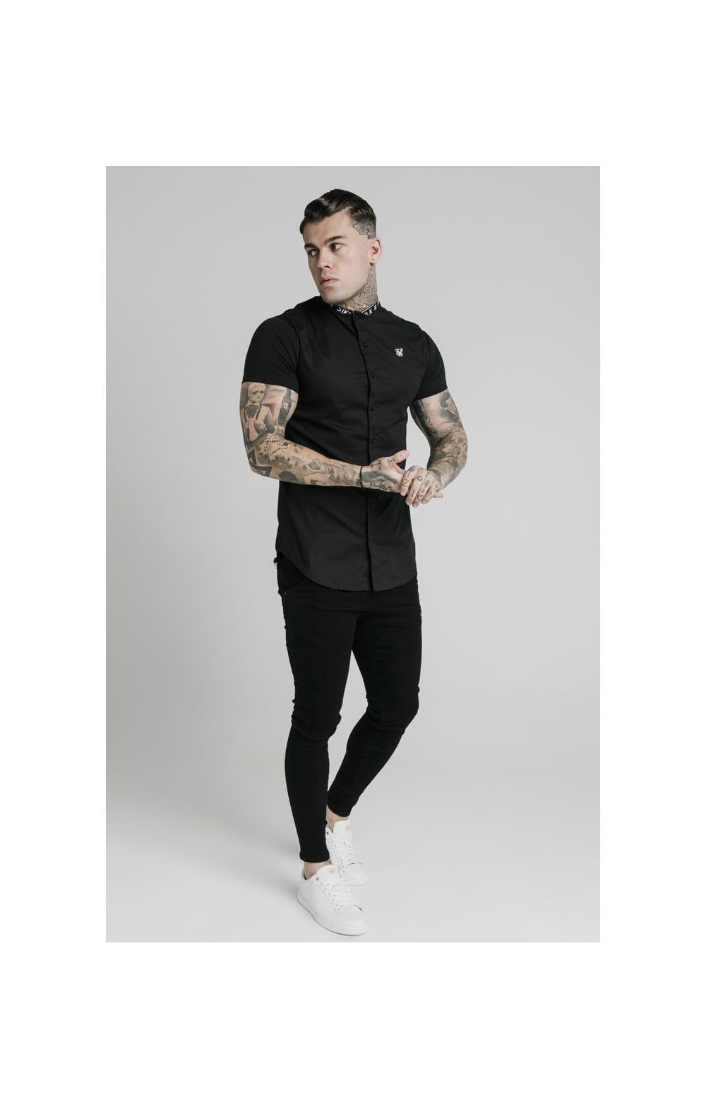 SikSilk S/S Tape Collar Shirt - Black sold by Siksilk product image thumbnail 4