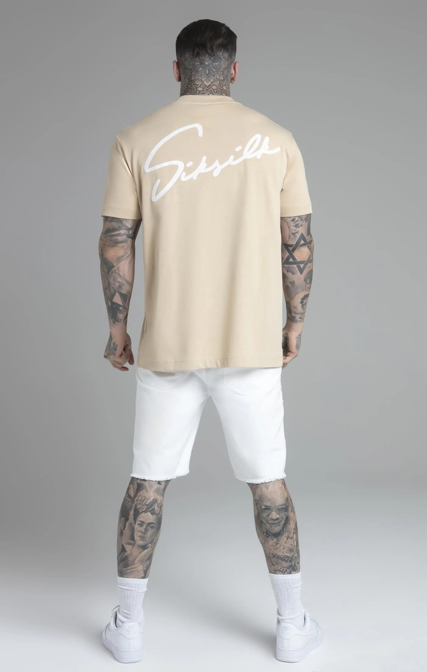 Beige Script T-Shirt sold by Siksilk product image thumbnail 5