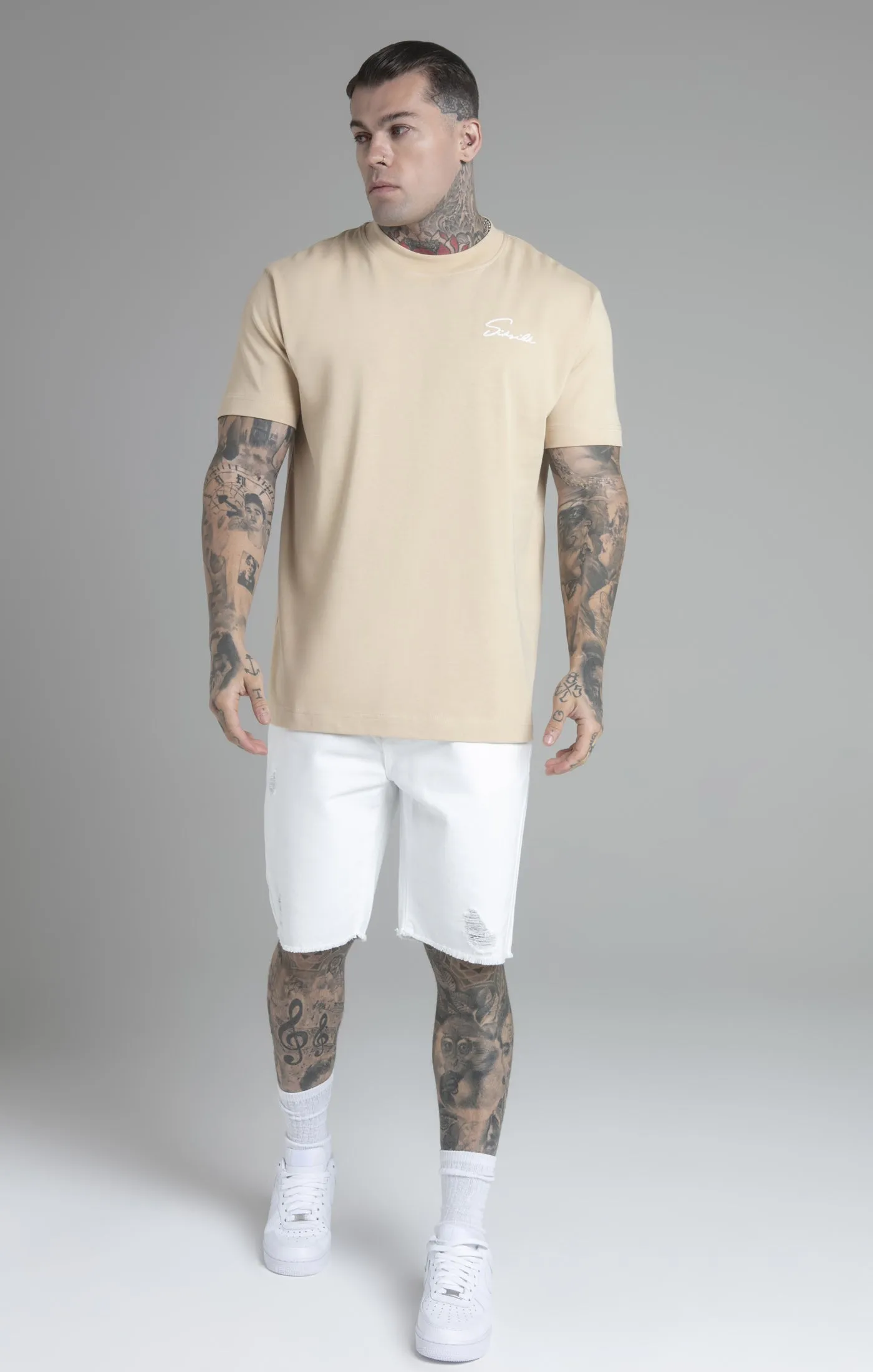 Beige Script T-Shirt sold by Siksilk product image thumbnail 2