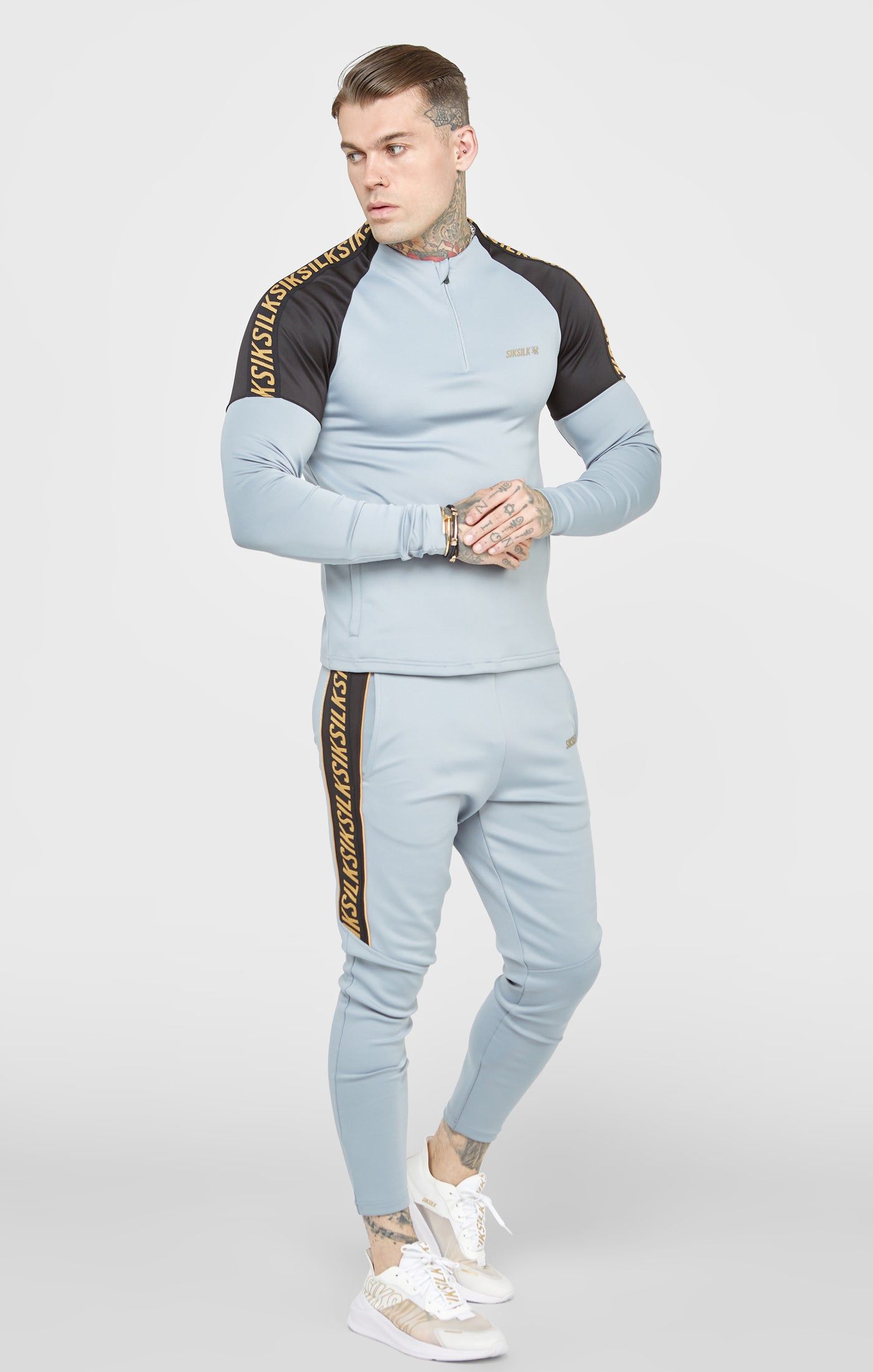 Grey Sports Quarter Zip Training Jacket sold by Siksilk product image thumbnail 4