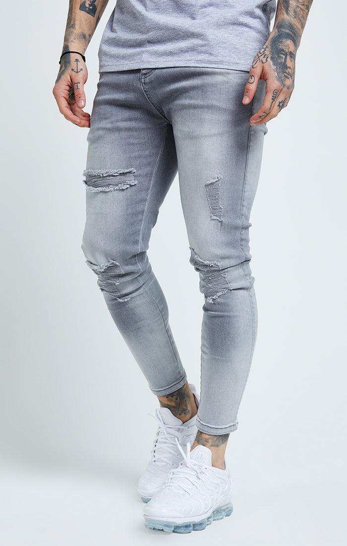 Grey Distressed Skinny Jean sold by Siksilk