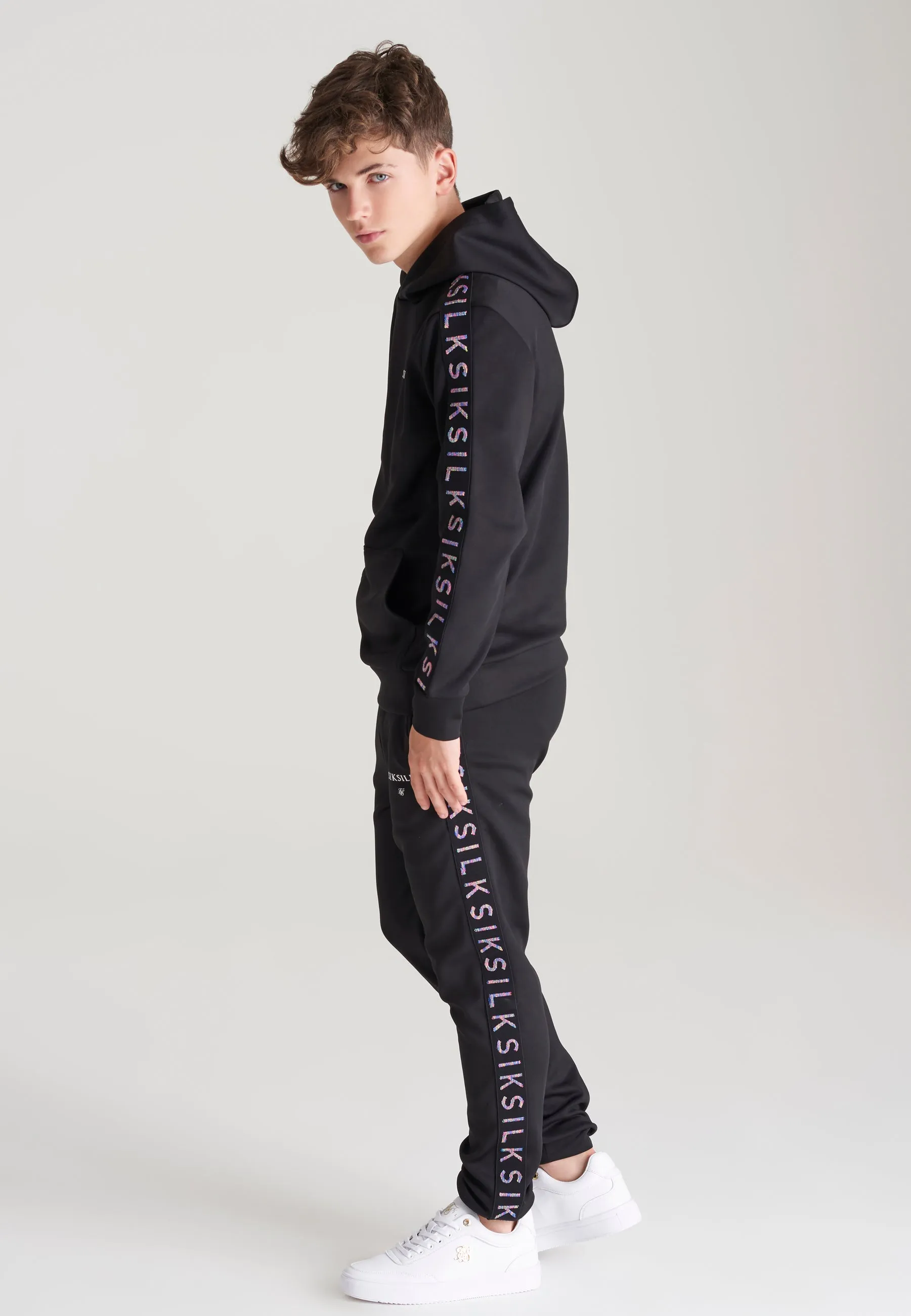 Boys Black Taped Overhead Hoodie sold by Siksilk product image thumbnail 4