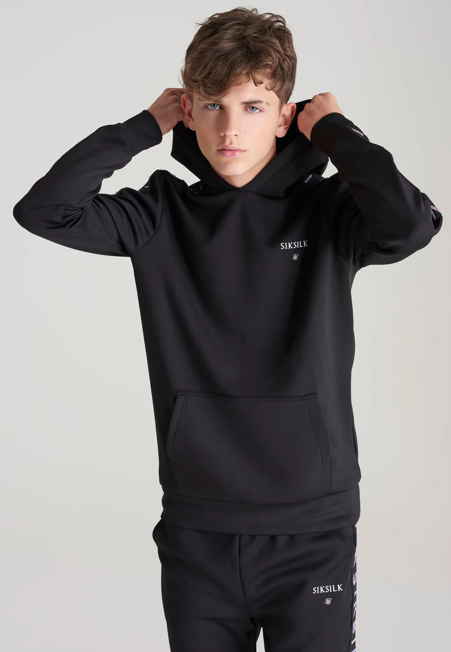 Boys Black Taped Overhead Hoodie sold by Siksilk
