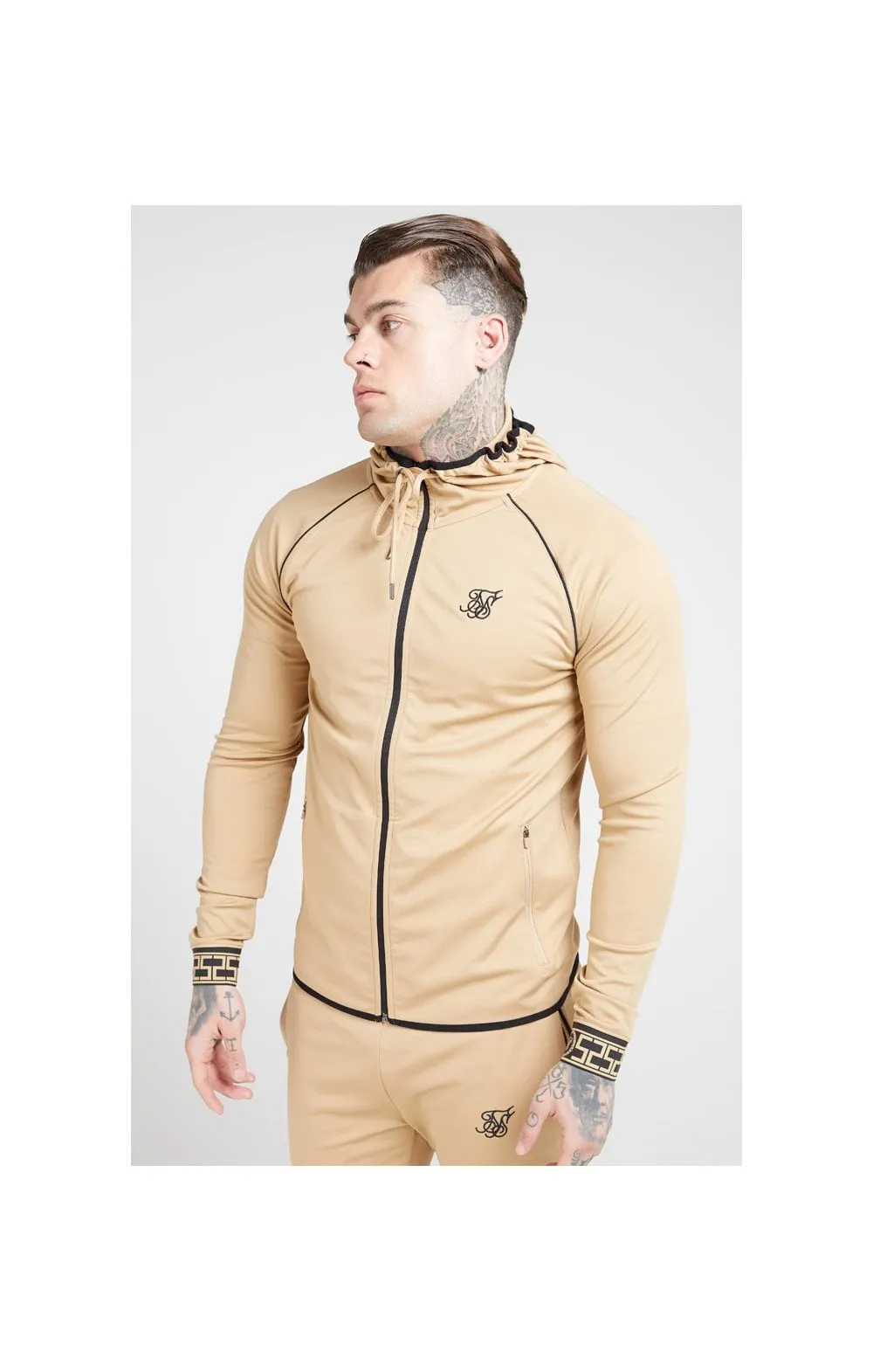 SikSilk Scope Zip Through Hoodie – Beige sold by Siksilk