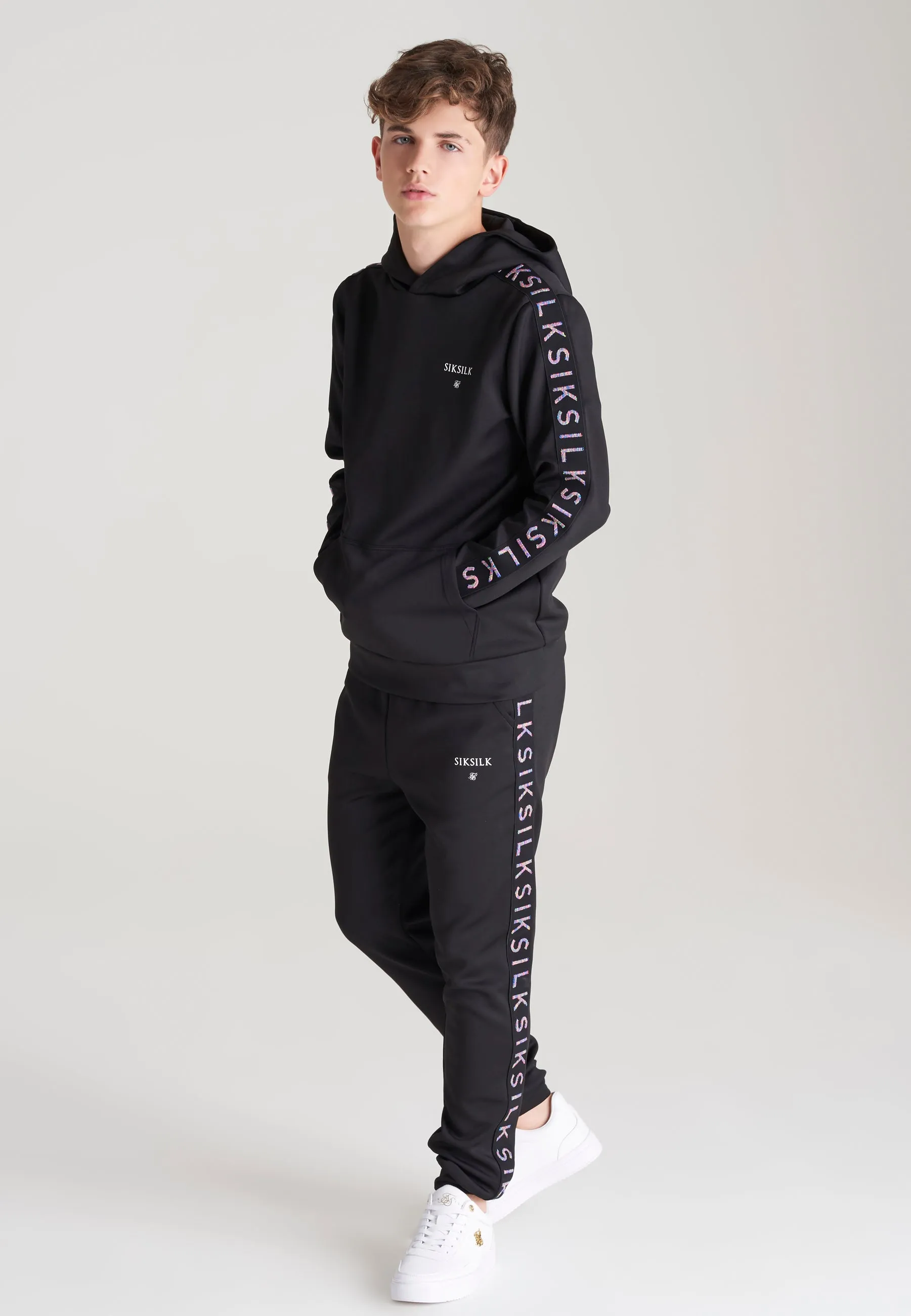 Boys Black Taped Overhead Hoodie sold by Siksilk product image thumbnail 3
