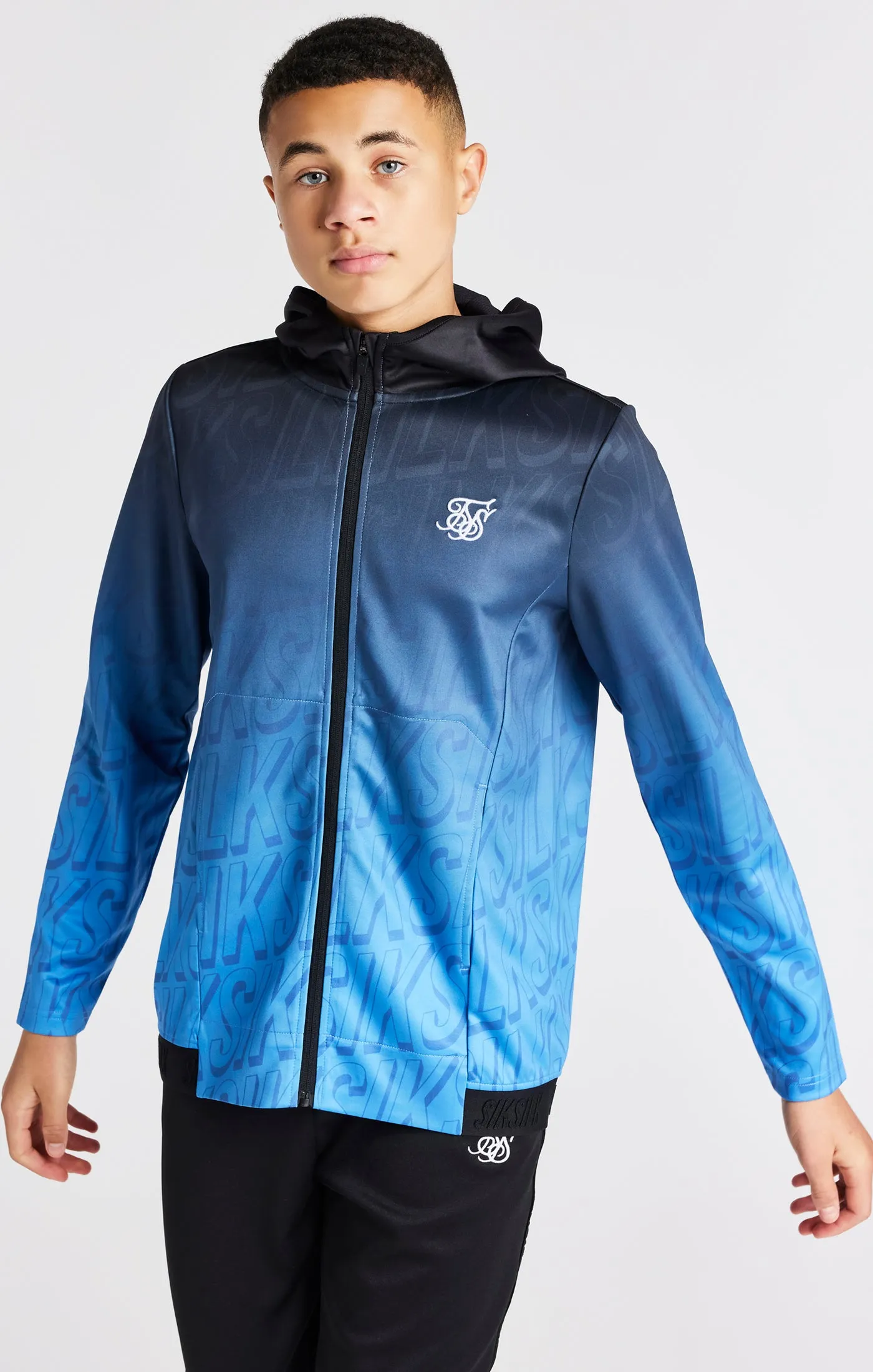 Boys Blue Fade Zip Thru Hoodie sold by Siksilk
