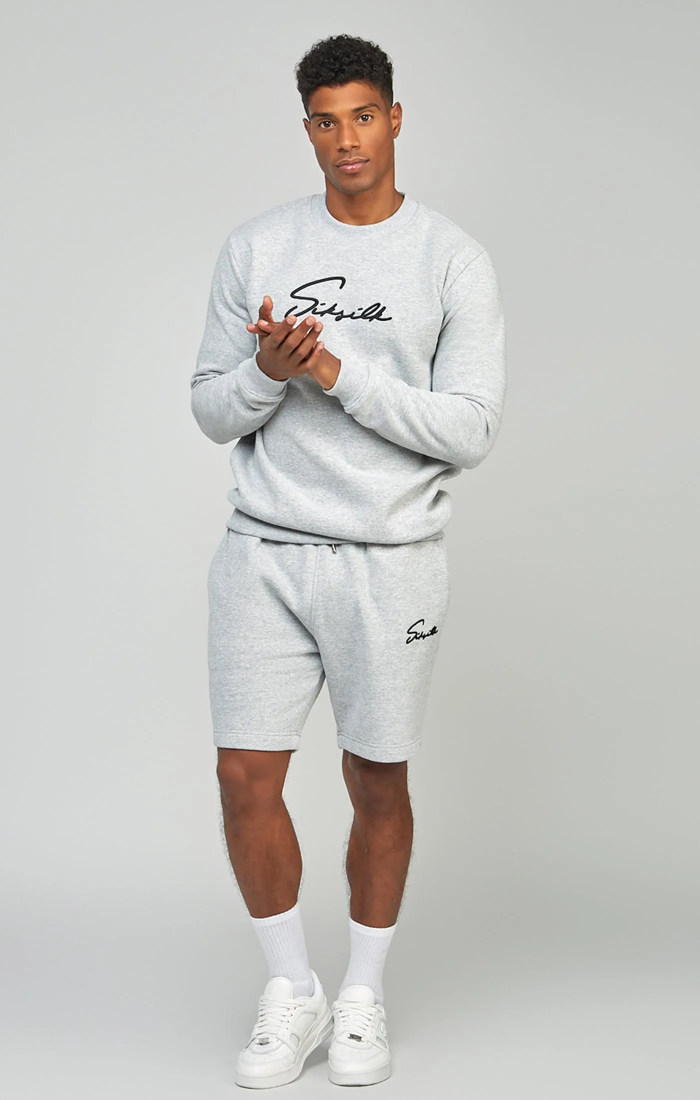 Grey Script Embroidery Short sold by Siksilk product image thumbnail 2