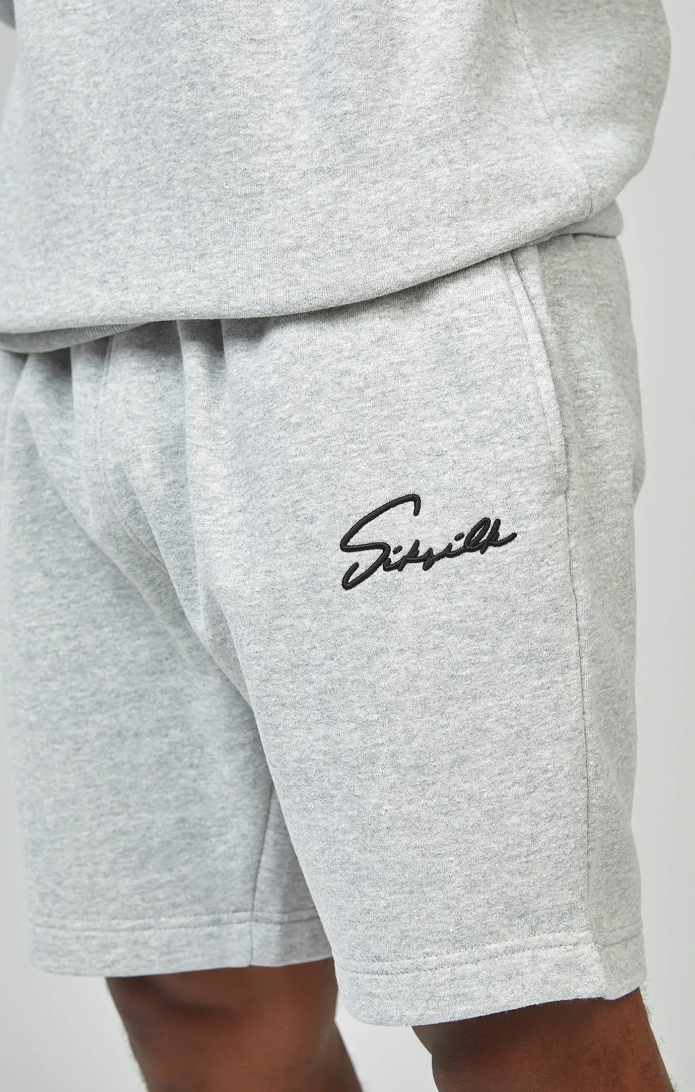 Grey Script Embroidery Short sold by Siksilk product image thumbnail 3