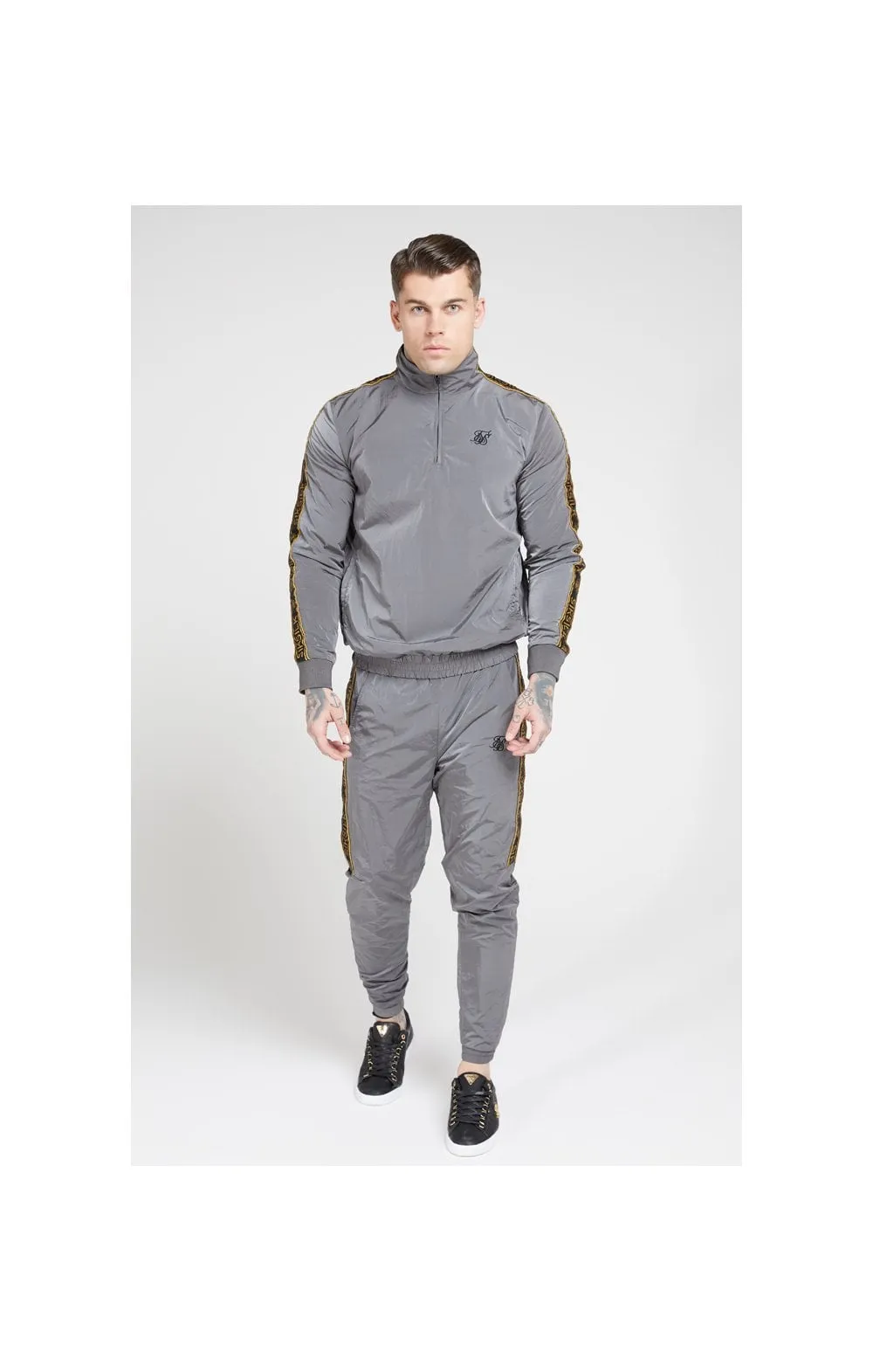 SikSilk Crushed Nylon Taped Joggers – Grey & Gold sold by Siksilk product image thumbnail 3