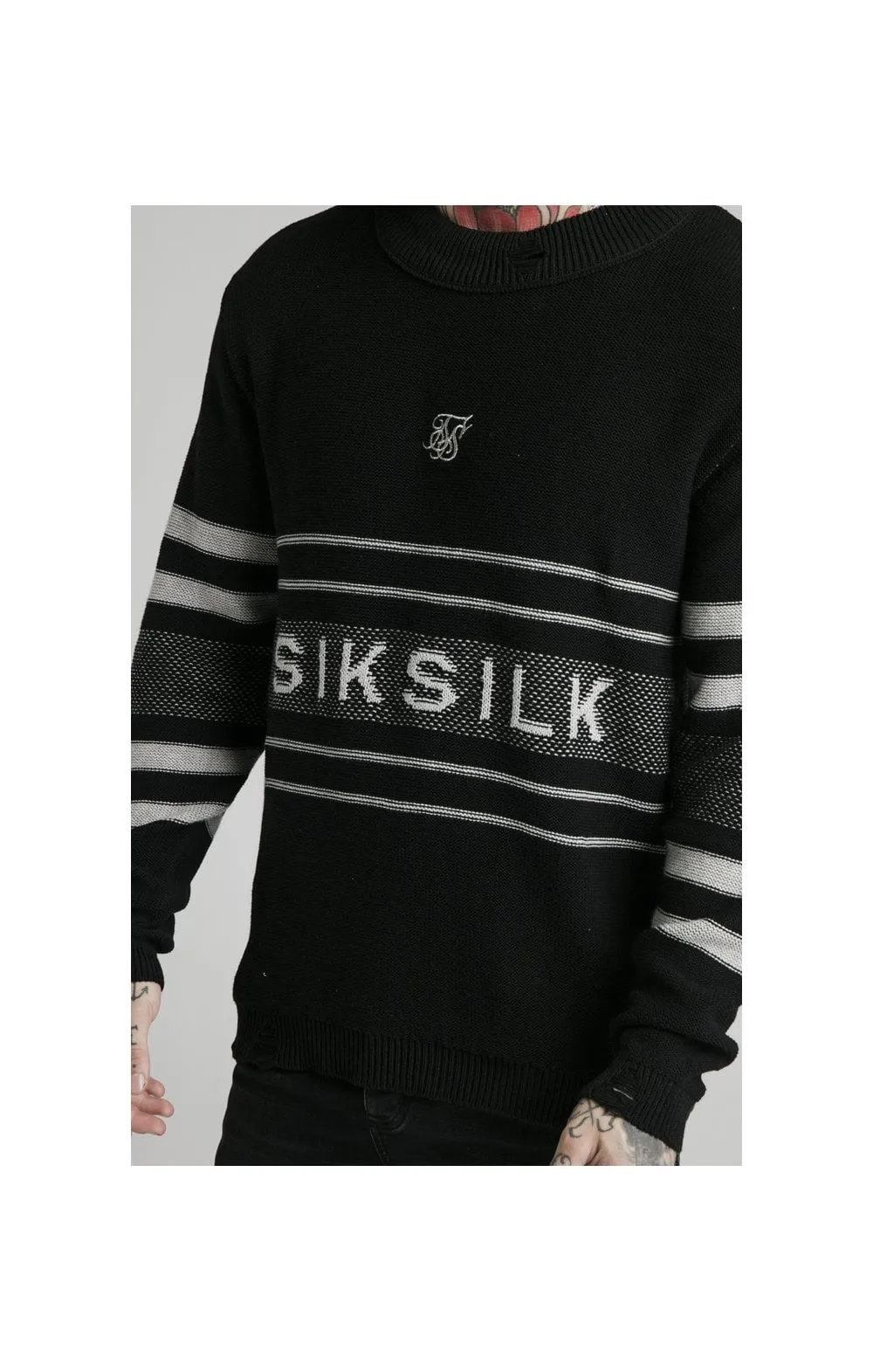 SikSilk L/S Knitted Funnel Sweater - Black sold by Siksilk product image thumbnail 2