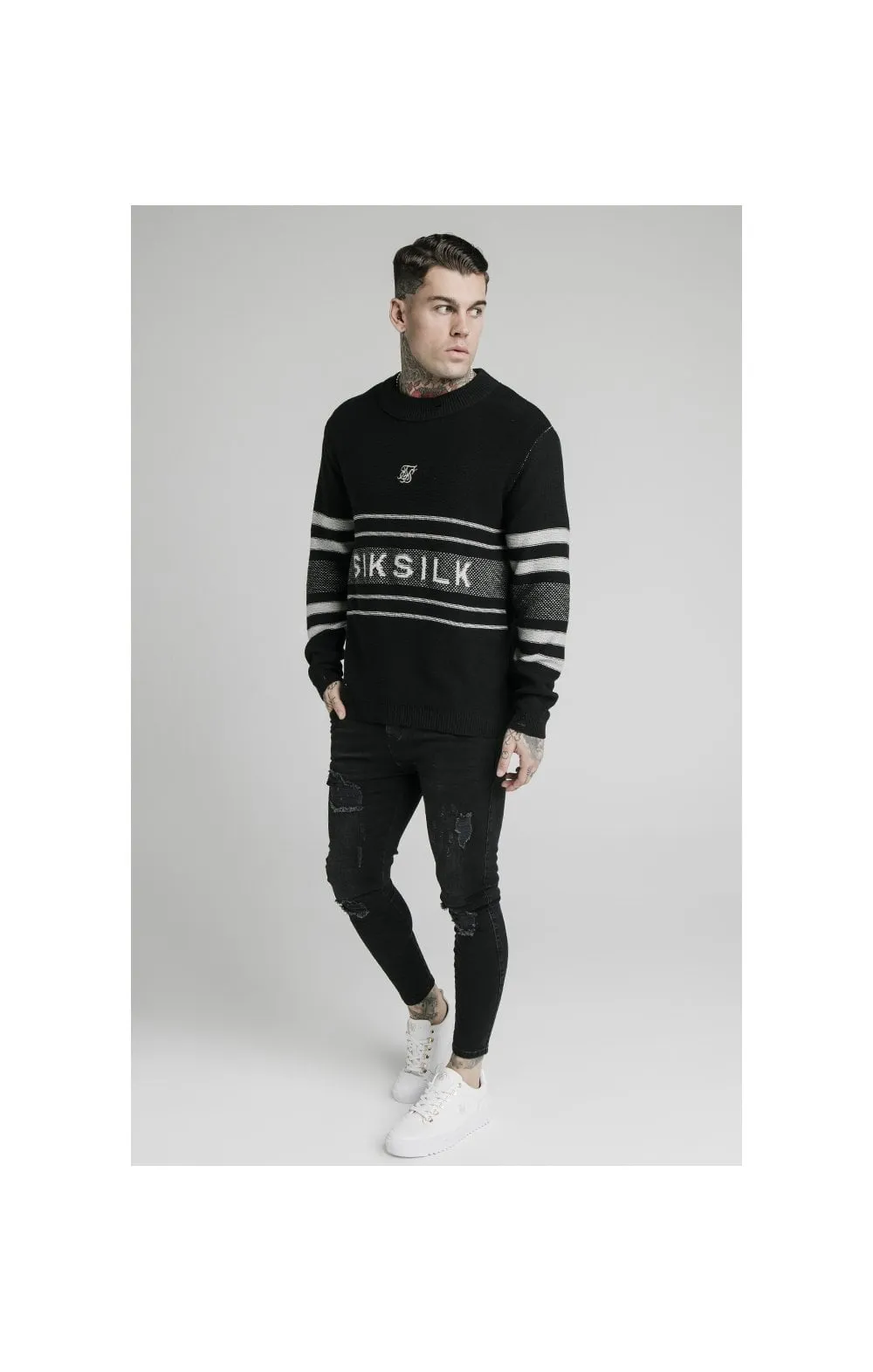 SikSilk L/S Knitted Funnel Sweater - Black sold by Siksilk product image thumbnail 3