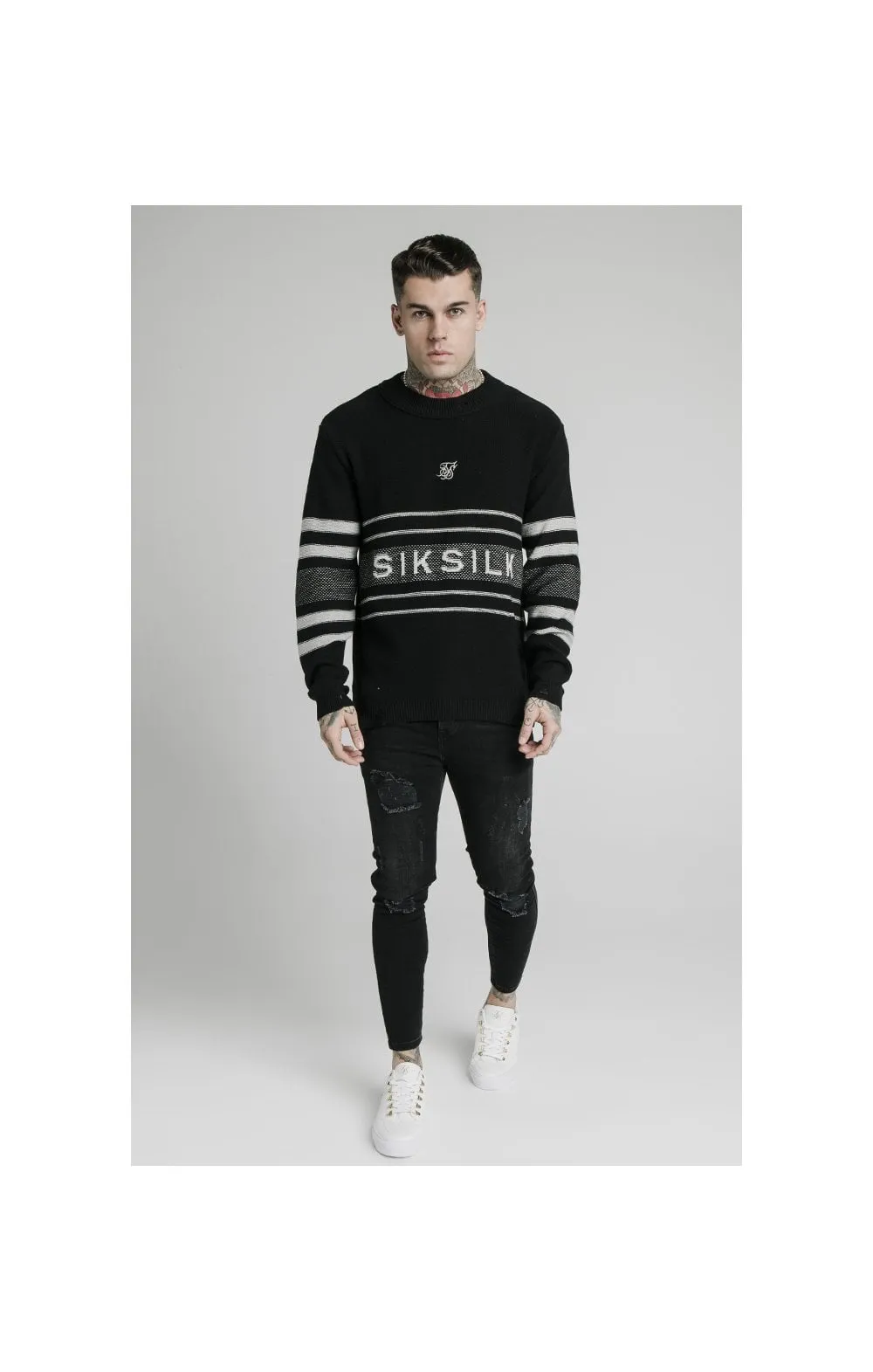 SikSilk L/S Knitted Funnel Sweater - Black sold by Siksilk product image thumbnail 4