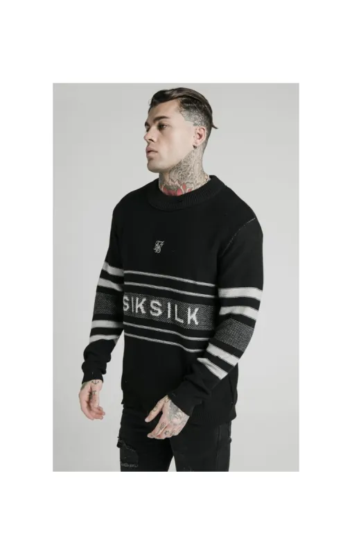 SikSilk L/S Knitted Funnel Sweater - Black sold by Siksilk