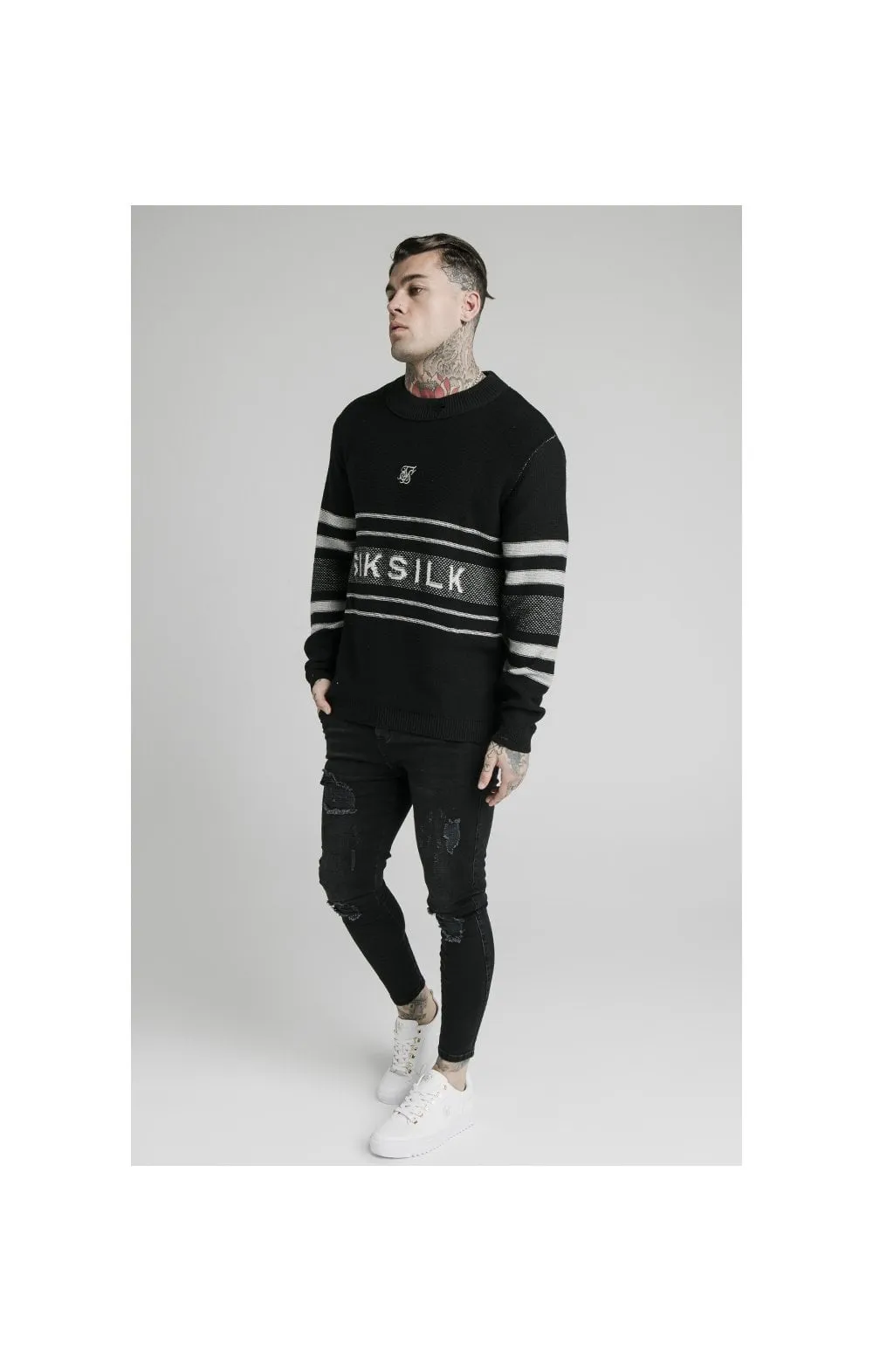 SikSilk L/S Knitted Funnel Sweater - Black sold by Siksilk product image thumbnail 5