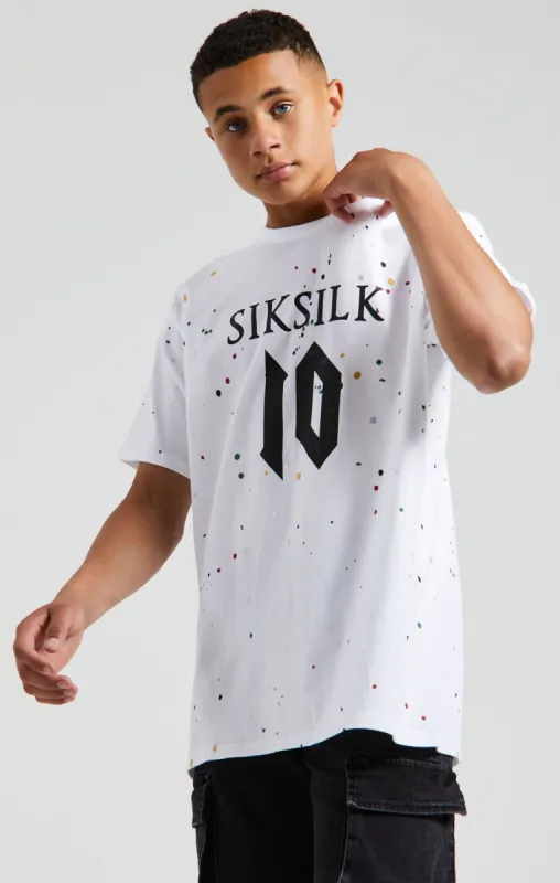Messi x SikSilk Paint Splat Tee - White sold by Siksilk