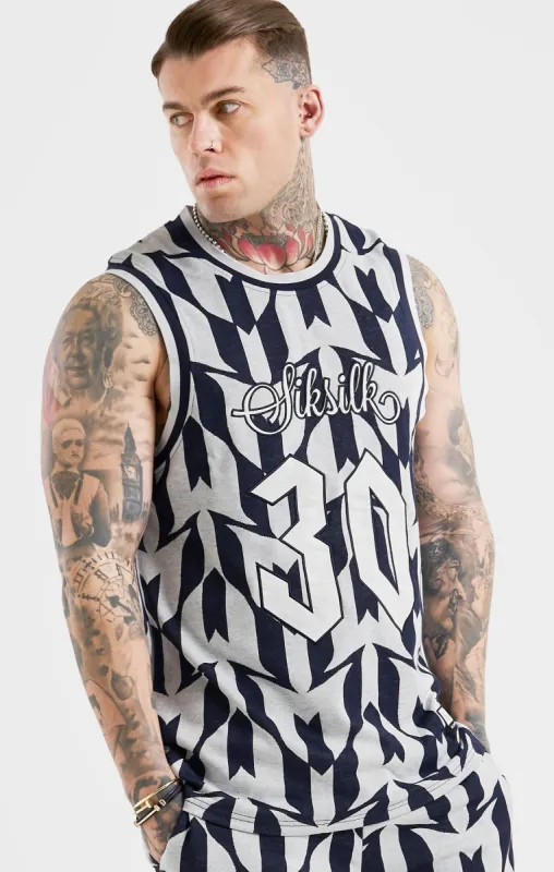 Messi x SikSilk Navy Monogram Basketball Vest sold by Siksilk