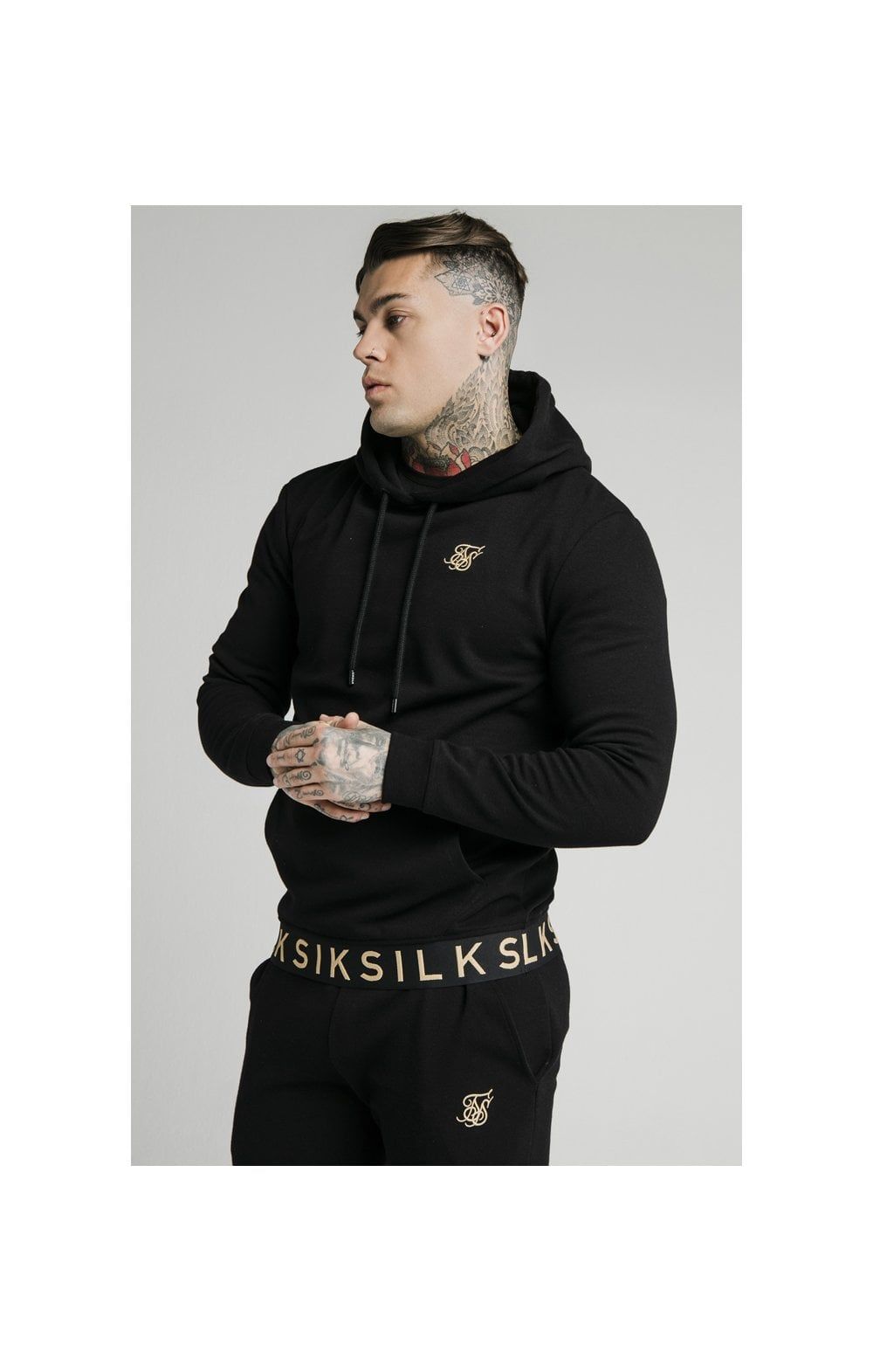 SikSilk Elastic Jacquard Overhead Hoodie – Black sold by Siksilk