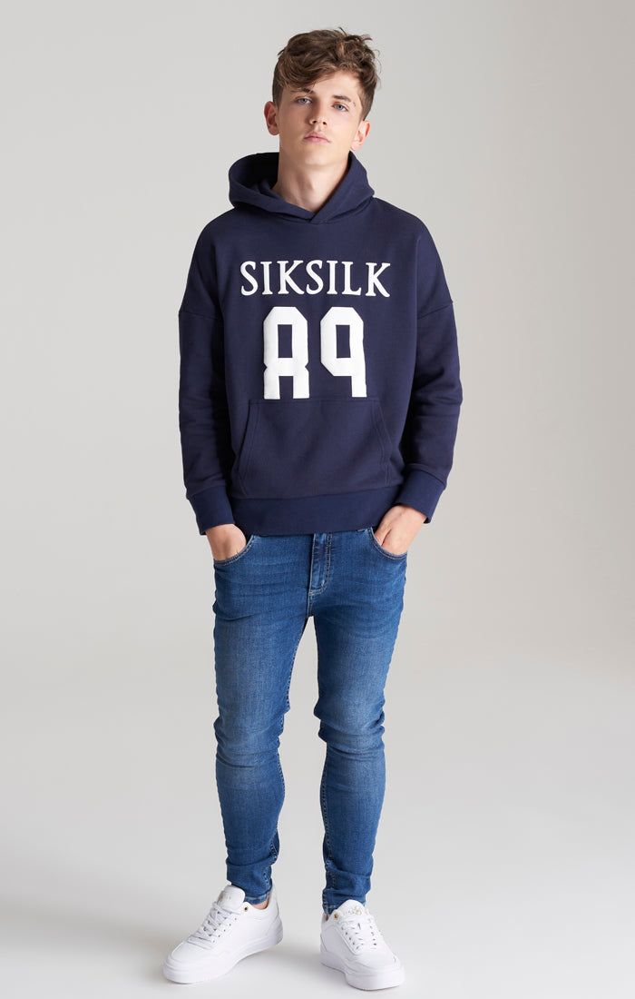 Boys Navy Relaxed Fit Hoodie sold by Siksilk product image thumbnail 3